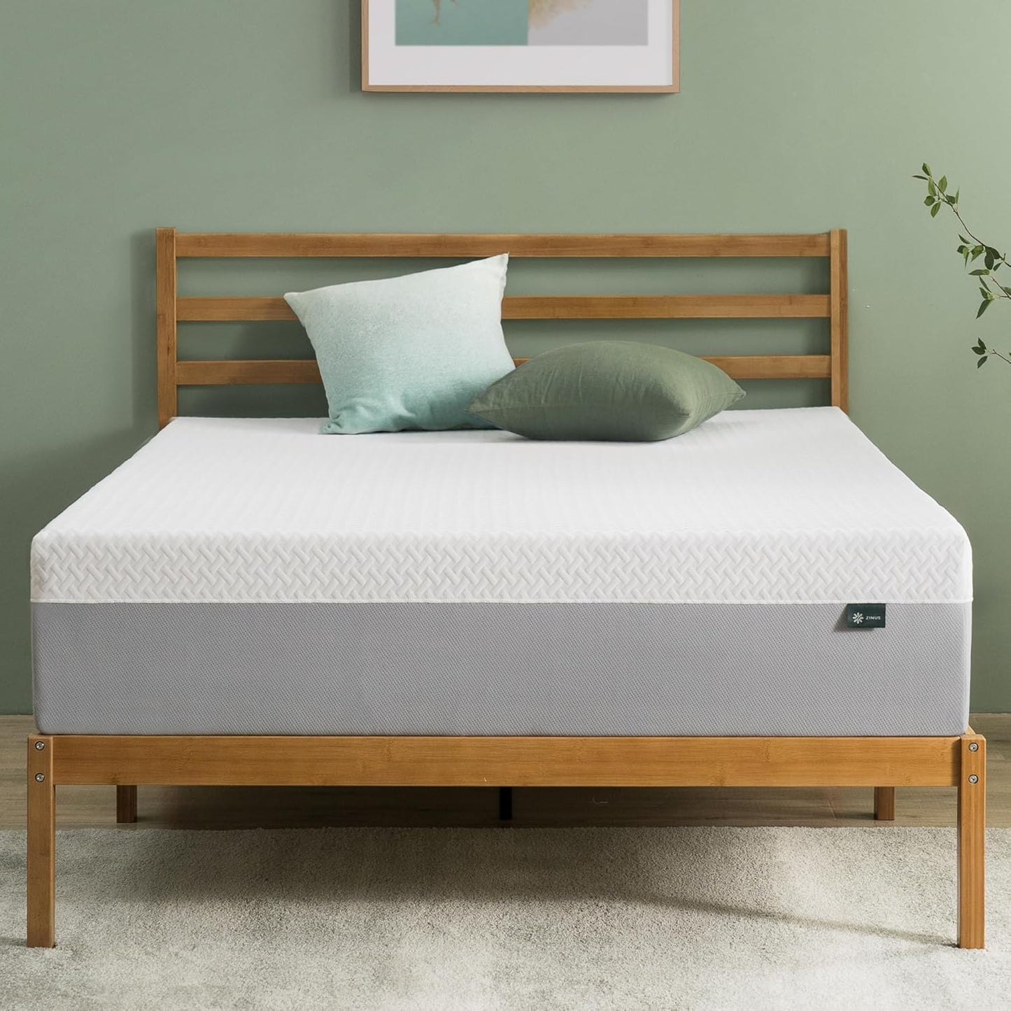 ZINUS 12 Inch KING Green Tea Essential Memory Foam Mattress [New Version], King, Fiberglass Free, Medium Feel, Breathable Airflow Memory Foam, Certified Safe Foams & Fabric, Mattress in A Box