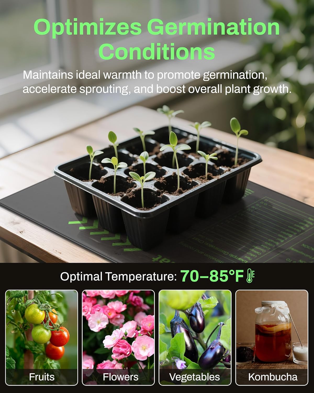 BN-LINK Durable Seedling Heat Mat for Seed Starting 10" x 20.75", Waterproof Warming Mat Plant Heating Pad for Seed Germination, Indoor Growing, Hydroponic, Greenhouse, ETL Listed