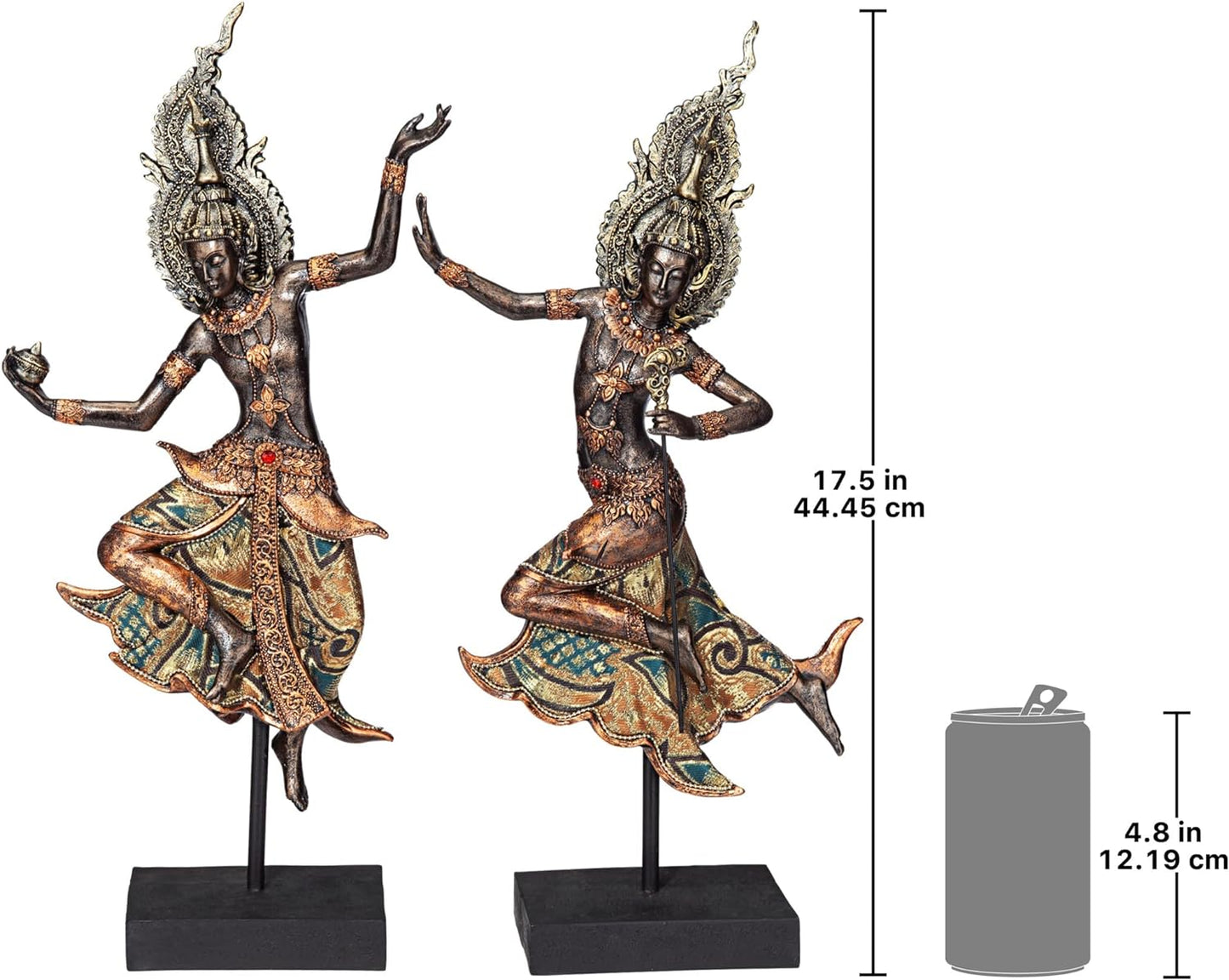 NEW - Design Toscano Thai Teppanon Temple Dancer Statues - Retail $100