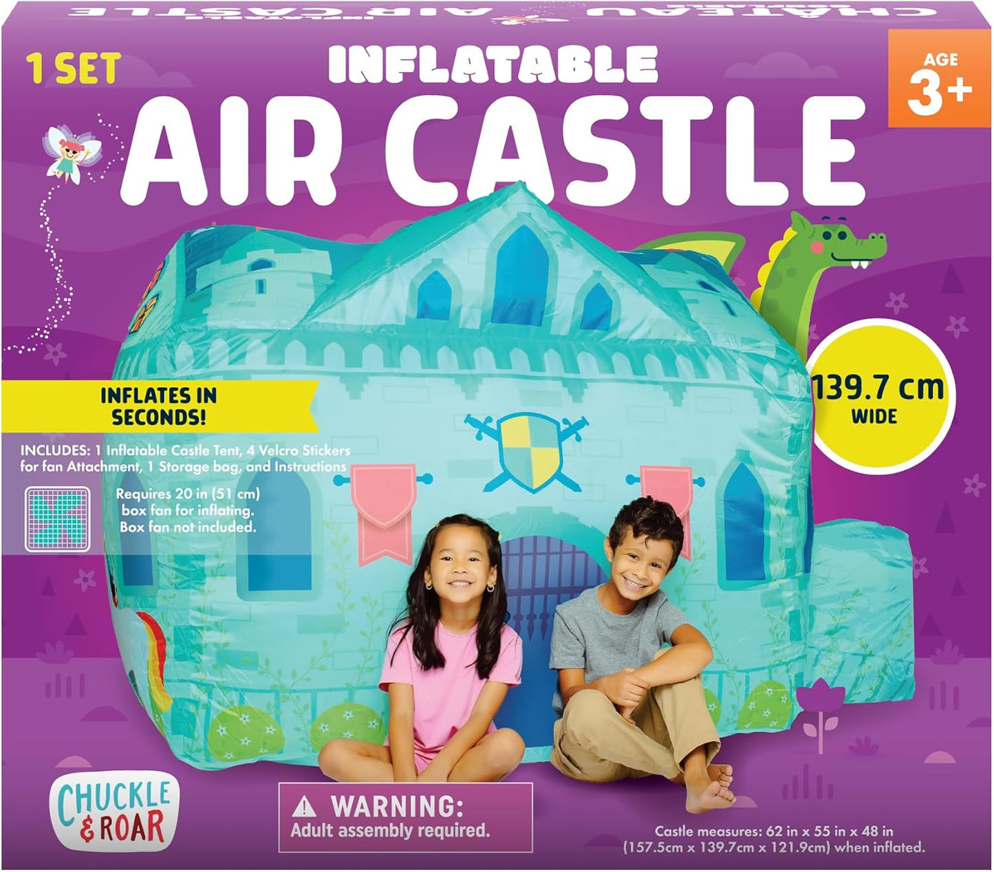 Chuckle & Roar - Inflatable Air Castle - Simple Imagination Play - Great for Toddlers - Ages 3 and Up