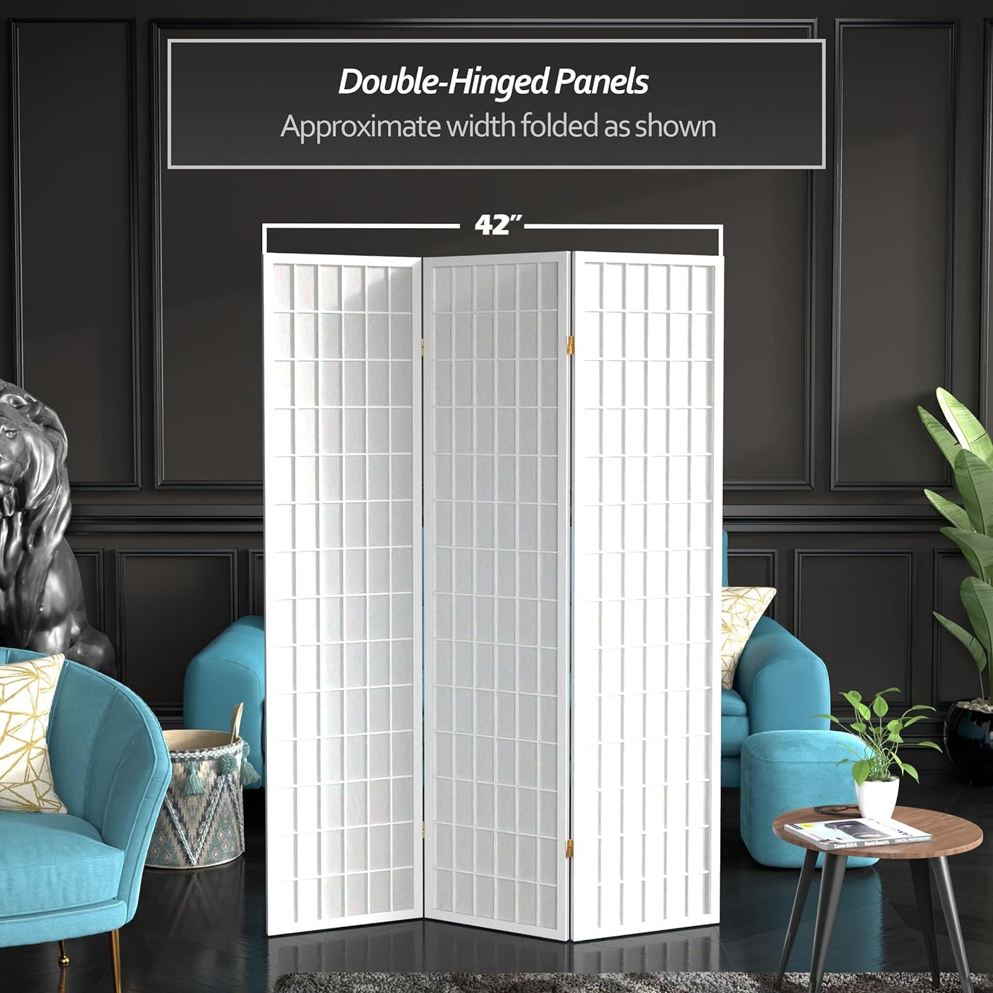 NEW W/ dmg - Oriental Furniture 6 ft. Tall Window Pane Shoji Screen - White - 3 Panels - Retail $83