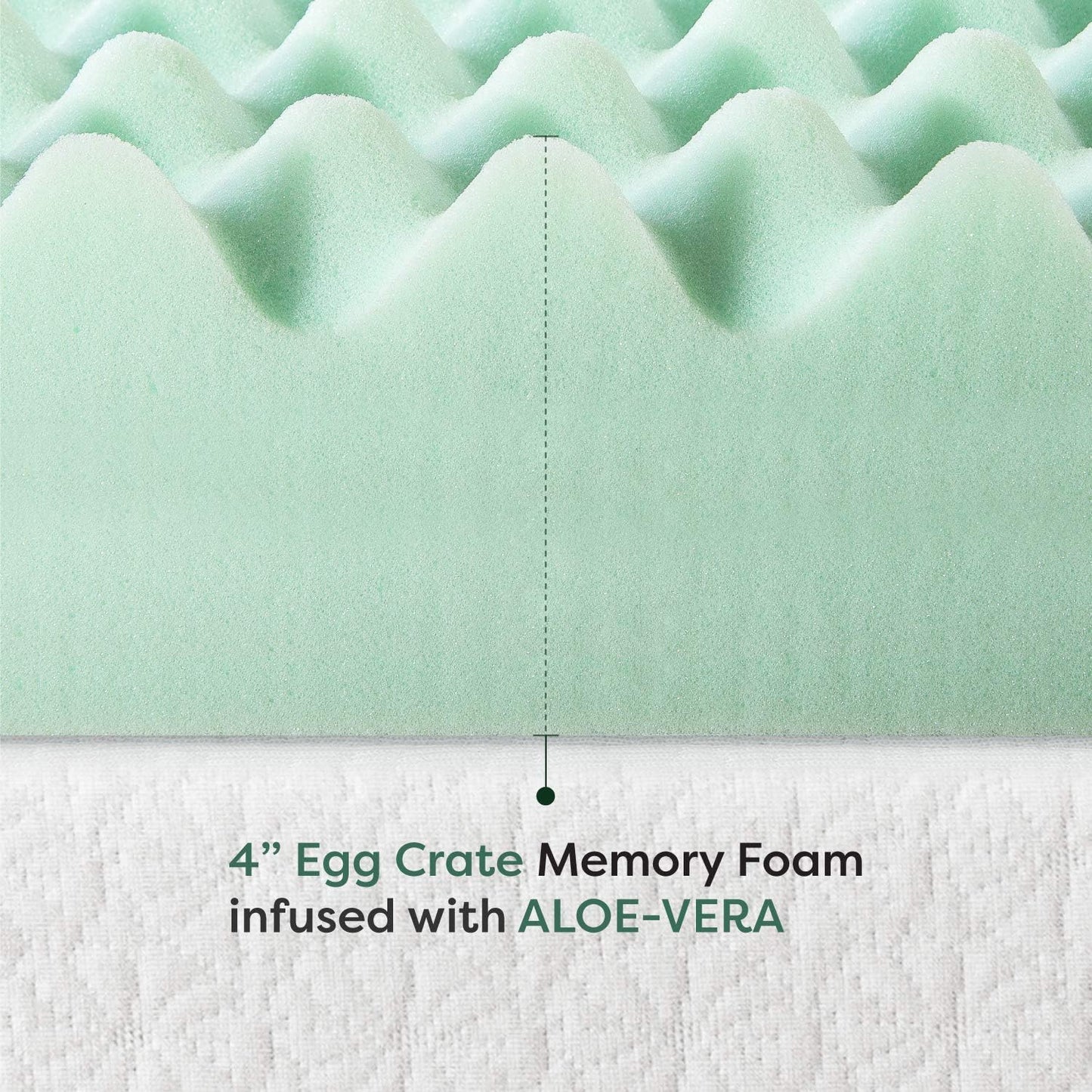 NEW - Best Price Mattress 4 Inch Egg Crate Memory Foam Mattress Topper with Calming Aloe Infusion, CertiPUR-US Certified, Full, Green - Retail $96