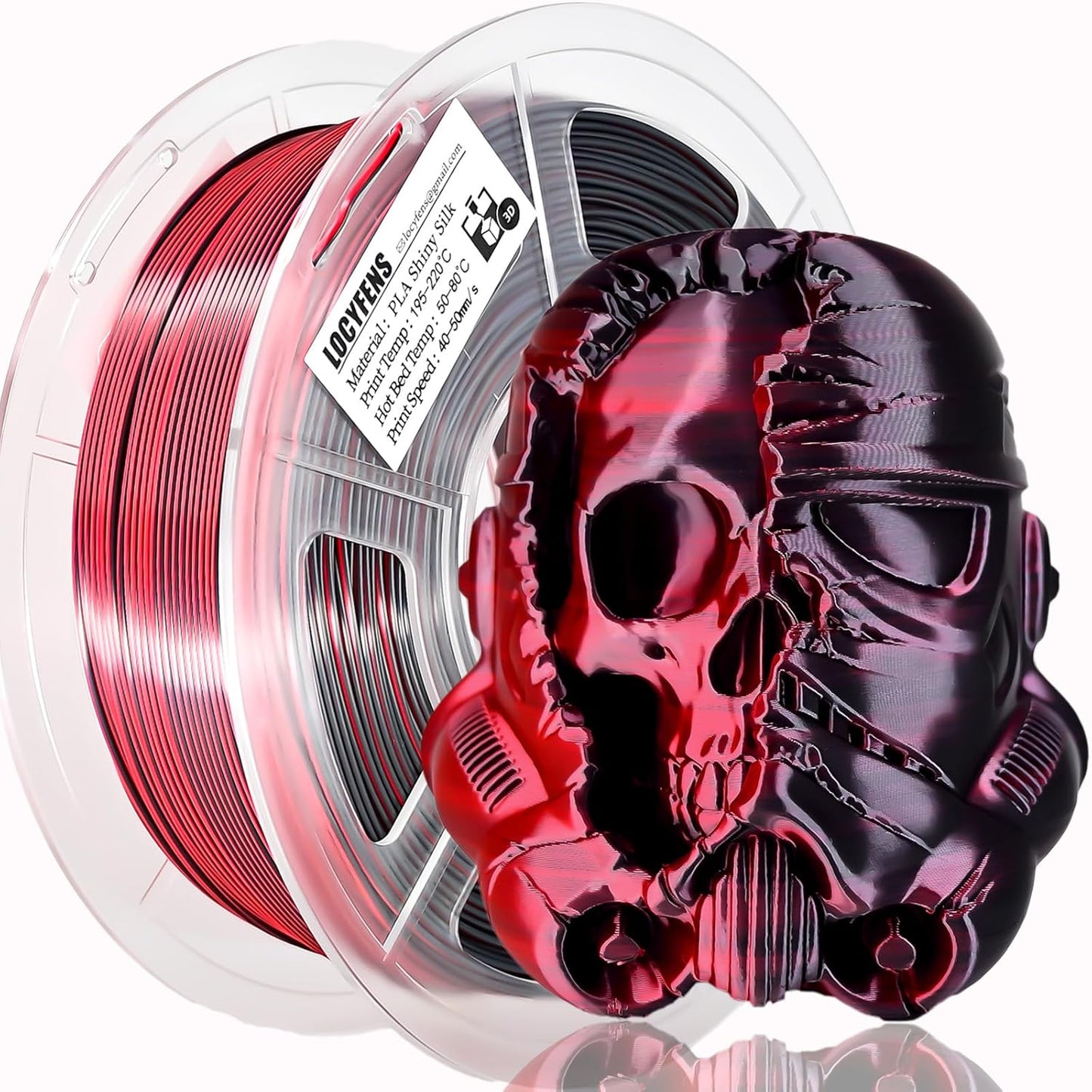 PLA Filament 1.75mm, Silk PLA 3D Printer Filament, High Speed Printing Dual Color Filament Black Red 2 in 1 Coextrusion 1.75 PLA Filament +/-0.02mm, 1kg/2.2lb