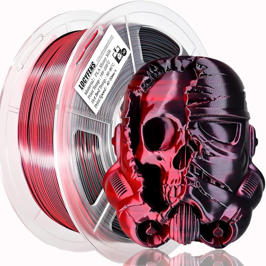 PLA Filament 1.75mm, Silk PLA 3D Printer Filament, High Speed Printing Dual Color Filament Black Red 2 in 1 Coextrusion 1.75 PLA Filament +/-0.02mm, 1kg/2.2lb