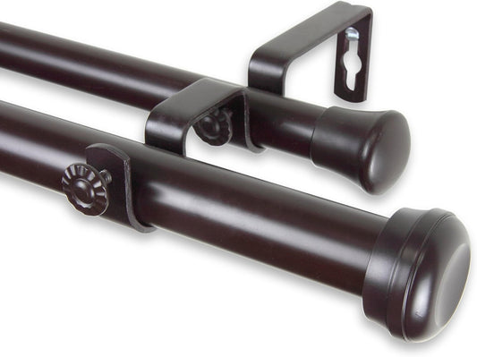Rod Desyne 100-68-666-D 1" Rosen Double Curtain Rod, 66-120 inch, Mahogany