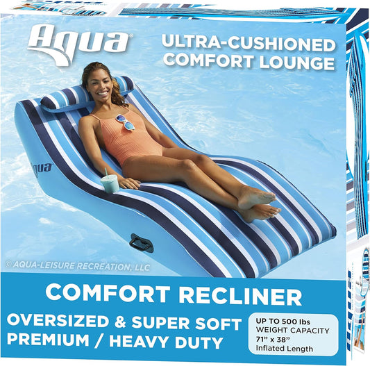 NEW - Aqua Ultra-Comfort Floating Pool Chair & Lake Raft with Pillow – Heavy Duty Pool Float, Lake Floating Chair - Retail $65