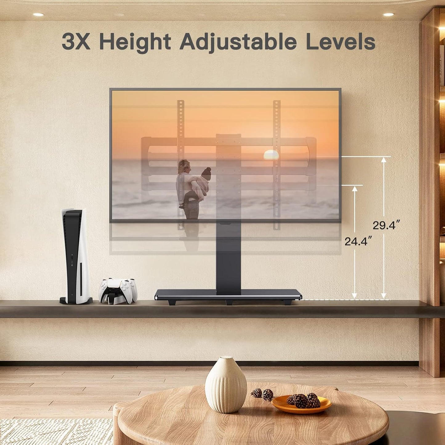 Marsail Universal TV Stand Base for 44-85 Inch LCD OLED Flat/Curved Screen TVs-Height Adjustable/Tall/Larger Table Top TV Stand Mount with Cable Management, VESA 800x400mm