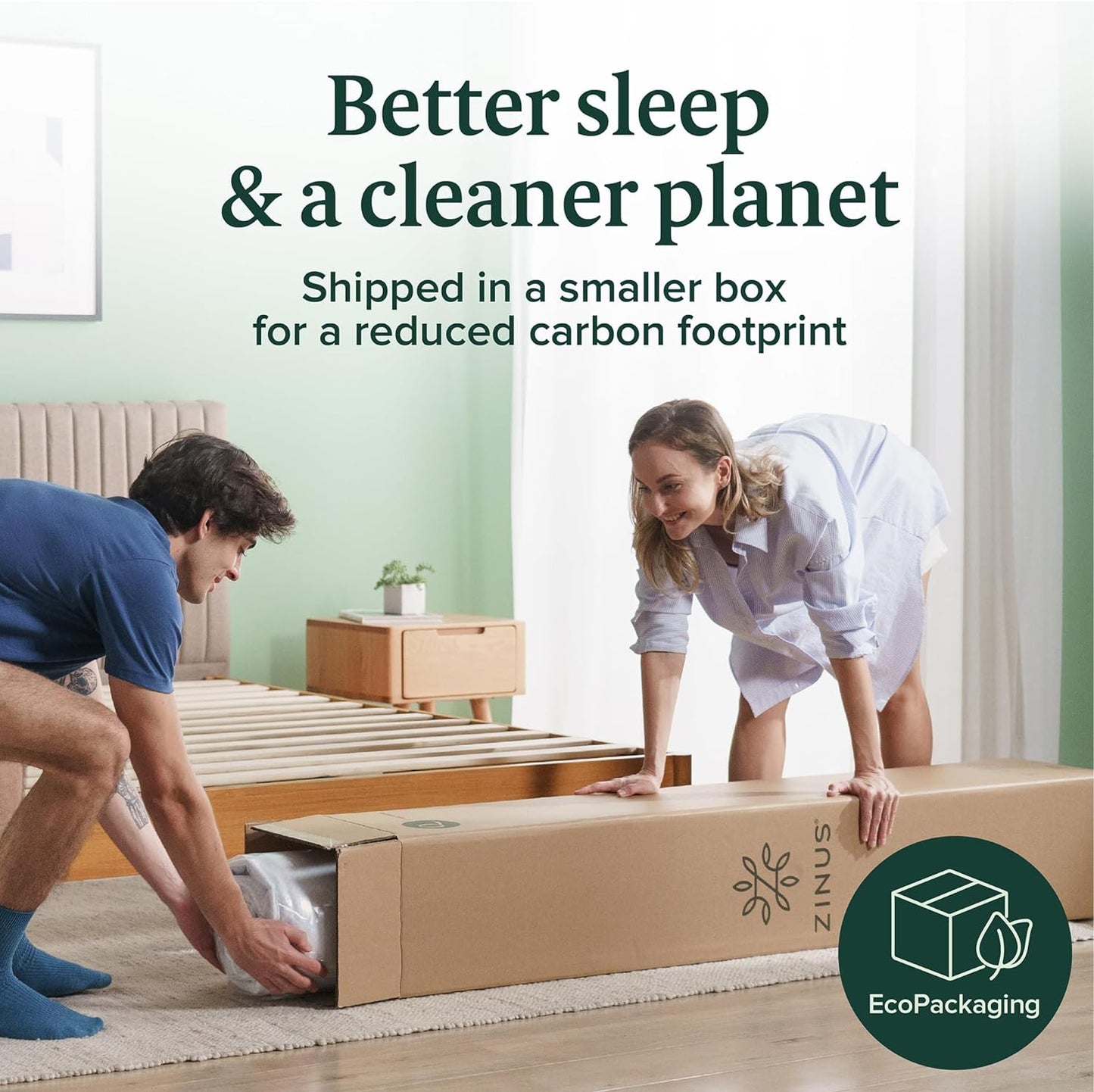 NEW - ZINUS QUEEN 10 Inch Green Tea Memory Foam Mattress [New Version], Queen, Fiberglass free, Medium Firm Feel, Zoned Pressure Relief, Certified Safe Foams & Fabric, Mattress in A Box - Retail $219