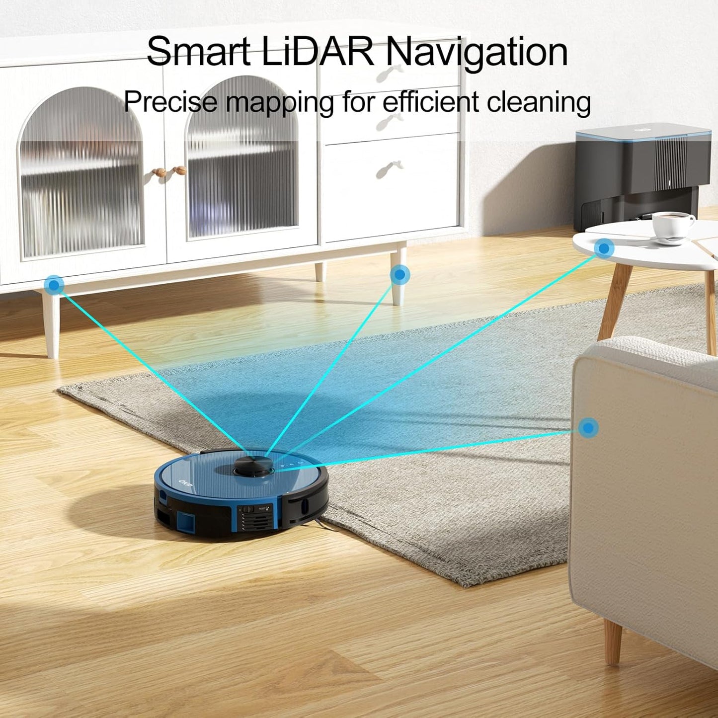 NEW - OKP L3 Robot Vacuum with Self-Empty Base, 90-Day Capacity, 200mins Runtime, Lidar Navigation, Home Mapping, Schedule, WiFi/App/Alexa, Robotic Vacuum Cleaner for Pet, Hard Floors, Carpet
