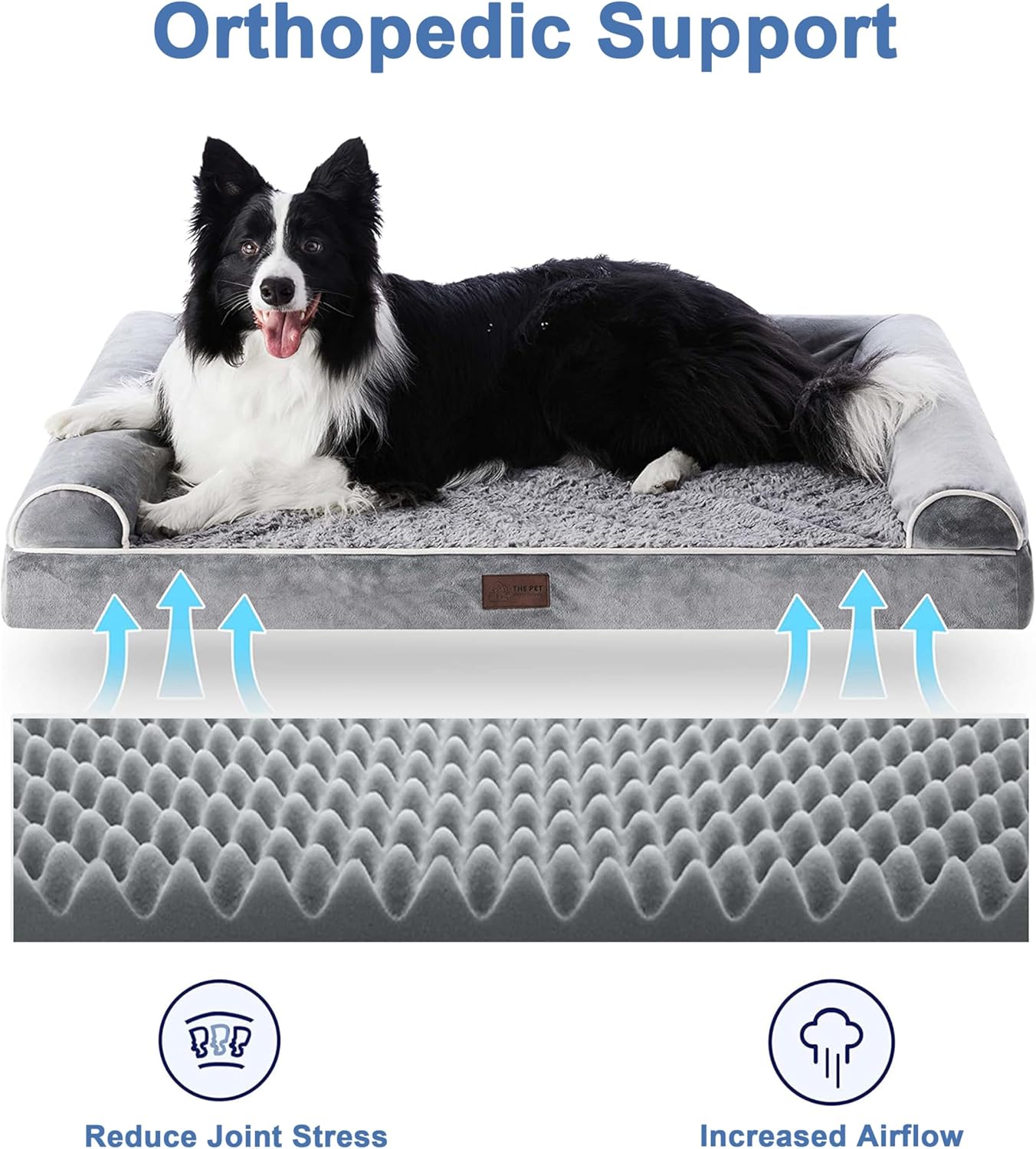 Figopage Orthopedic Dog Bed for Extra Large Dogs - Washable, Waterproof, Comfy Memory Foam Bolster, 42"L x 30"W x 7.5"Th