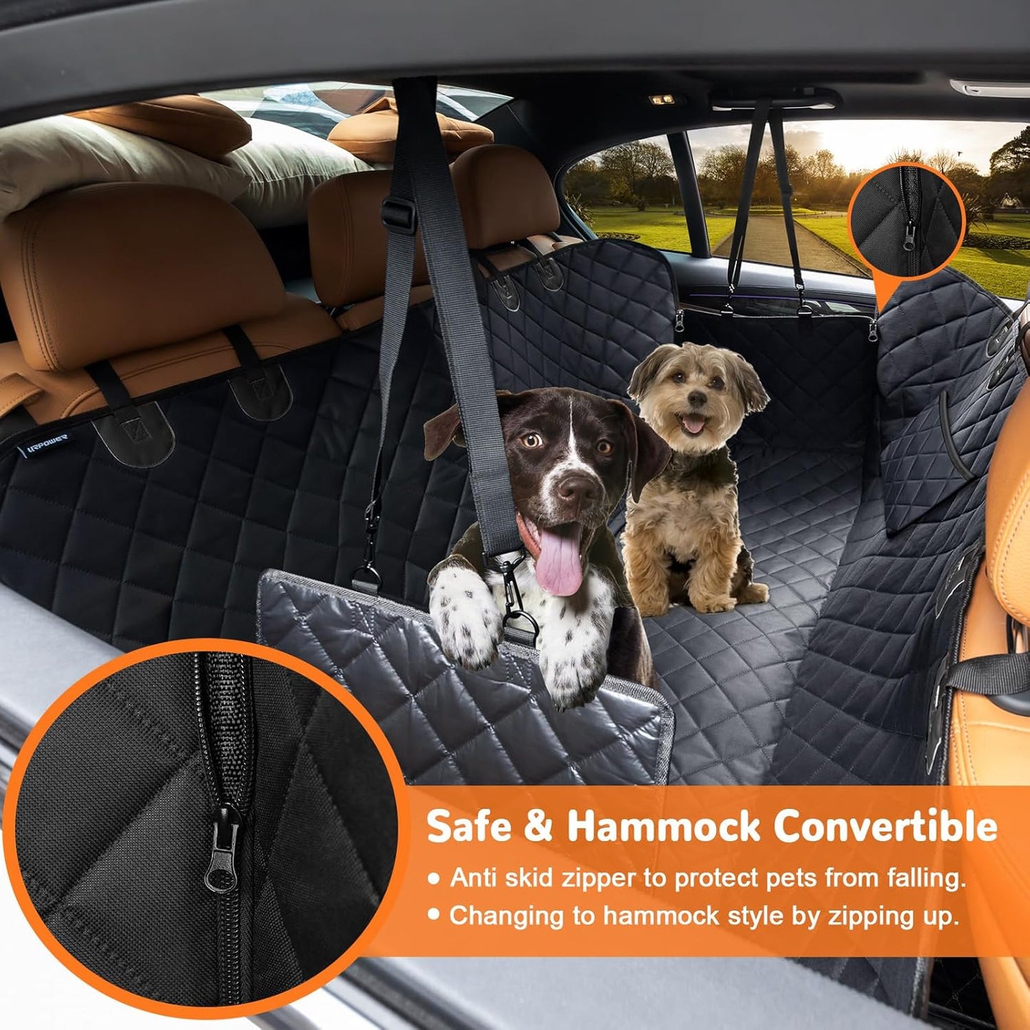 URPOWER Dog Car Seat Cover for Pets 100% Waterproof Hammock 600D Heavy Duty Scratch Proof Nonslip Durable Soft Back Seat Covers for Cars Trucks and SUVs
