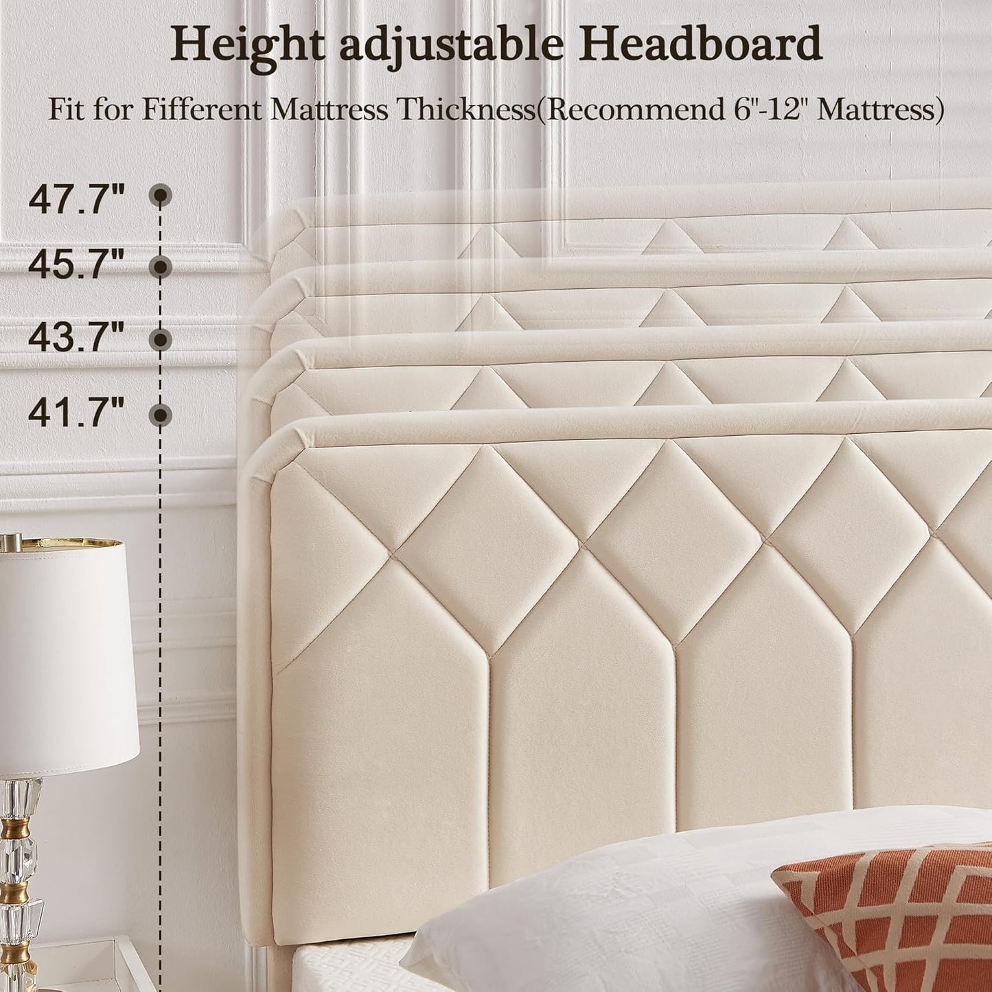 NEW - VECELO Twin Size Bed Frame Premium Velvet Upholstered Platform with Height Adjustable Headboard/Mattress Foundation, Solid Wooden Slat Support, No Box Spring Needed/Easy Assembly - Retail $150