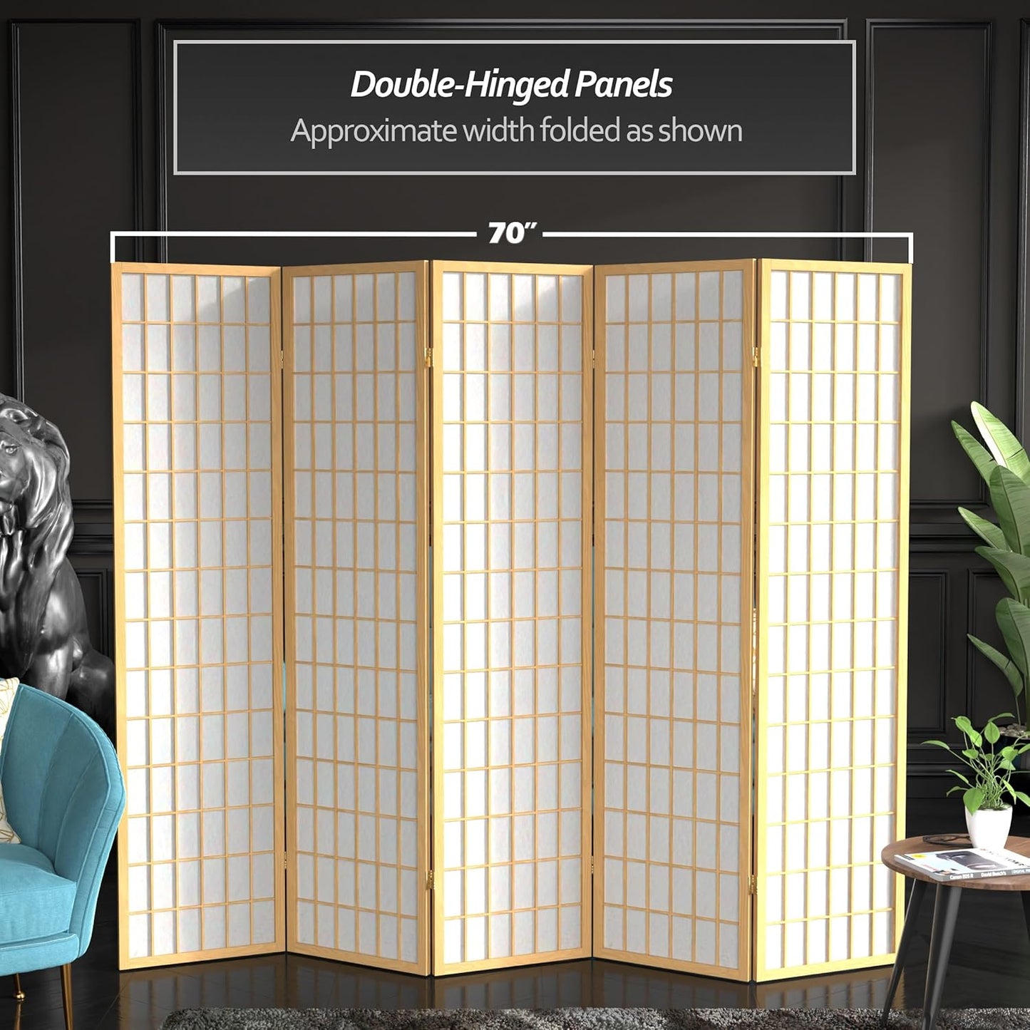 Oriental Furniture 6 ft. Tall Window Pane Shoji Screen - Natural - 5 Panels - Retail $259
