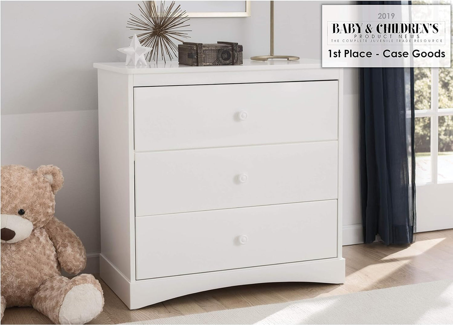 NEW - Delta Children Sutton 3 Drawer Dresser with Changing Top, White - Retail $189