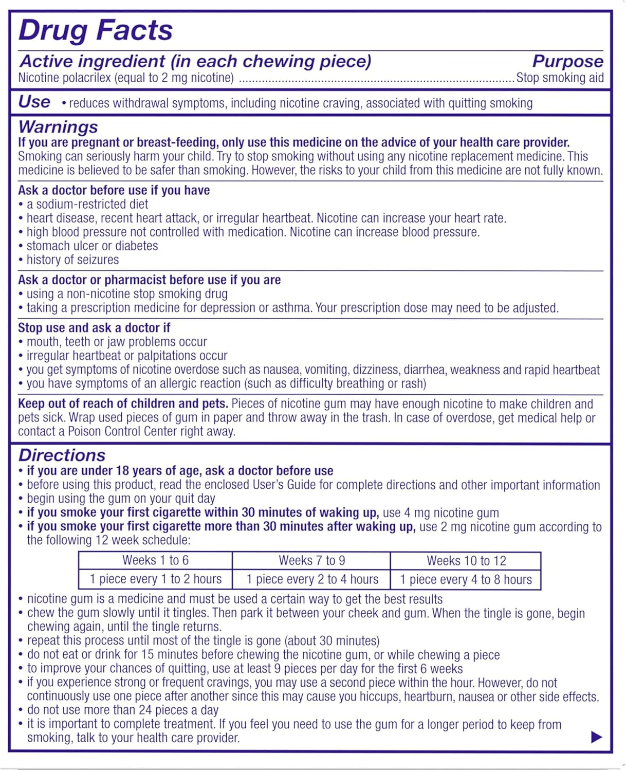 Nicorette Nicotine Gum Stop Smoking Aid, 2 mg, Original Flavor - 200 Count