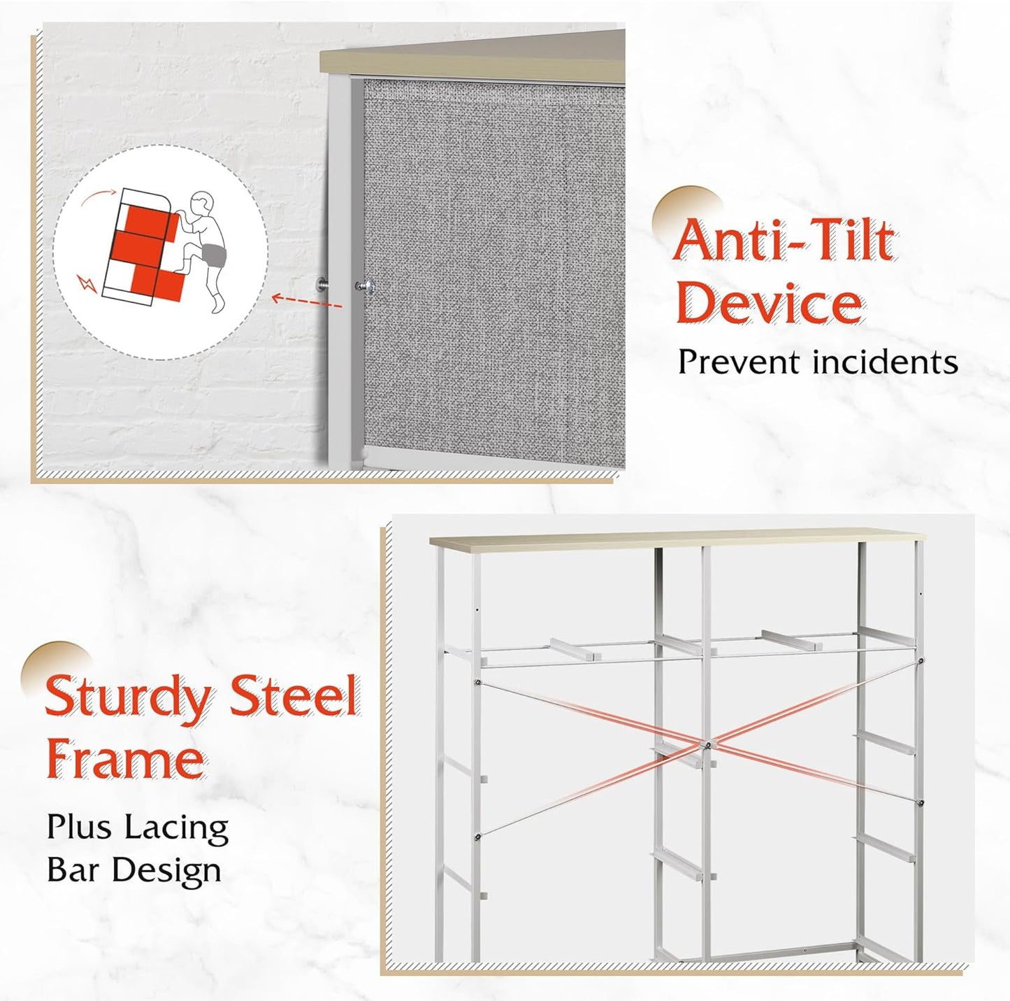 WLIVE Fabric Dresser for Bedroom, Dresser with 10 Drawers, Storage Tower with Fabric Bins, Double Dressers, Chest of Drawers for Closet, Living Room, Hallway, Light Grey - Retail $80