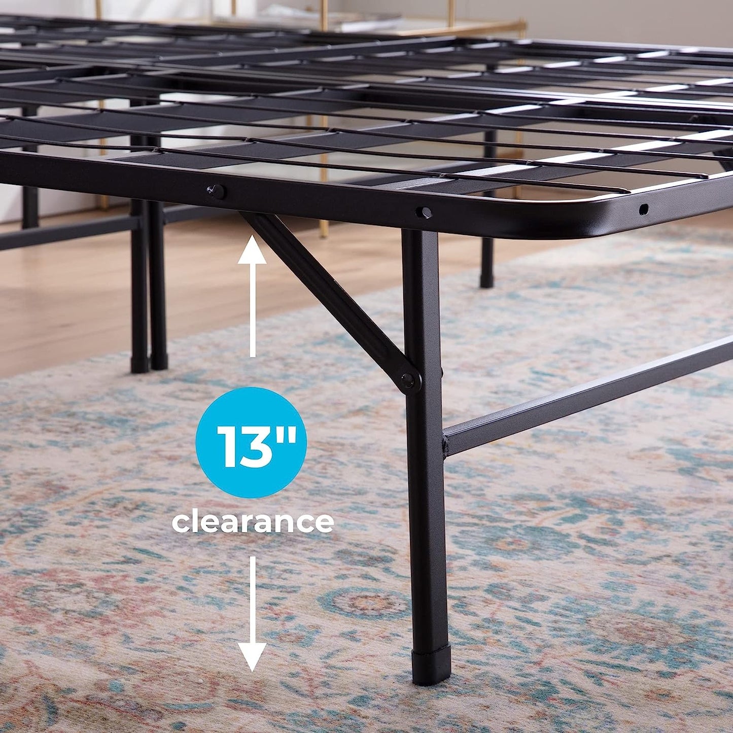 NEW - Linenspa TWIN Folding Metal Platform Bed Frame - No Box Spring Needed - Underbed Storage - Simple Tool Free Assembly - Mattress Foundation - 14" High - Traditional Design - Sturdy Steel - Retail $74