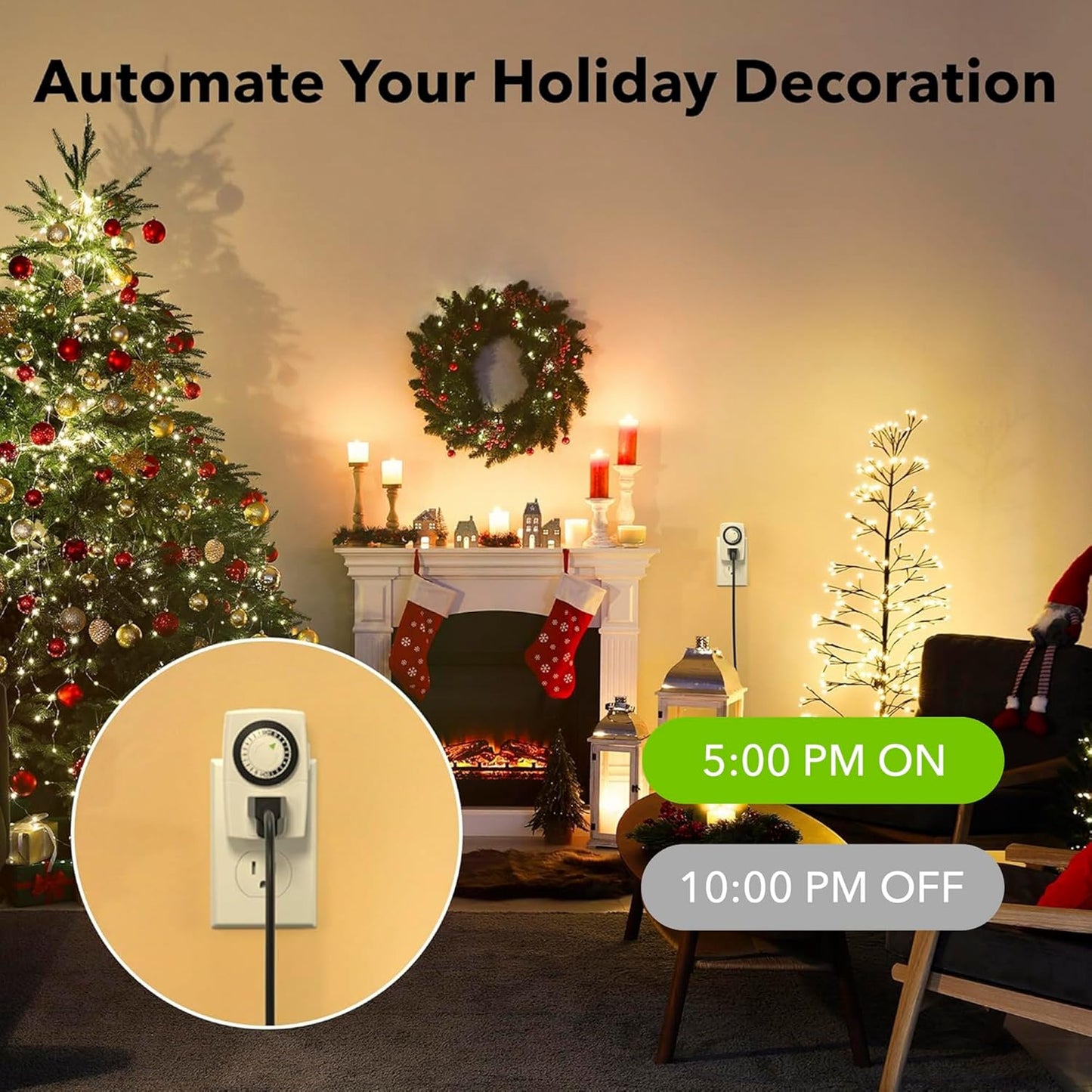 BN-LINK BND-60/U47 Indoor Mini 24-Hour Mechanical Outlet Timer, 3-Prong, 2-Pack