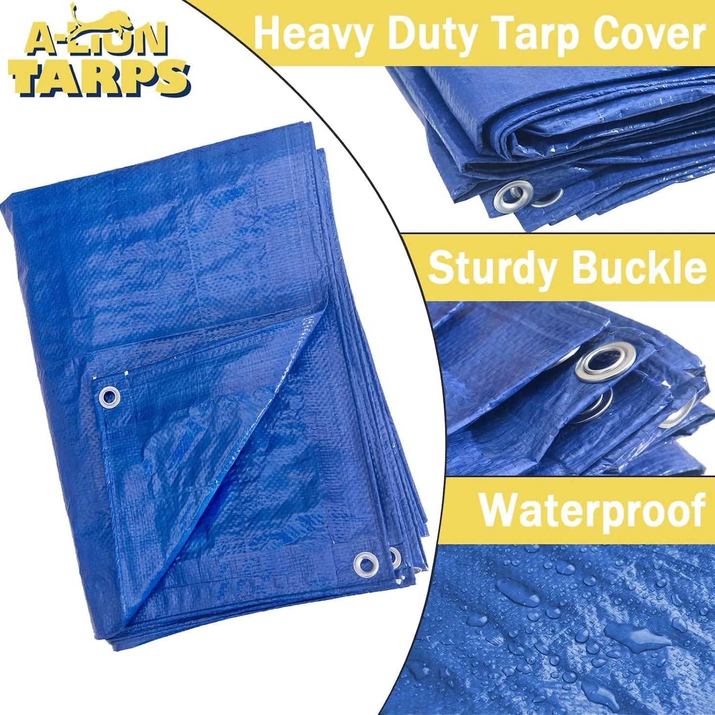 NEW - 50x100 7 Mil Tarp Cover, Waterproof, UV Resistant, Rip and Tear Proof, Poly Tarpaulin with Reinforced Edges for Roof, Camping, Patio, Pool Cover, Boat, Blue - Retail $222