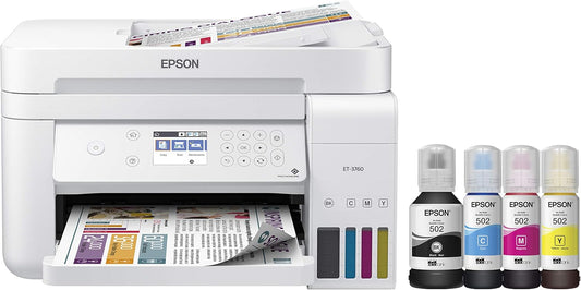 Epson EcoTank ET-3760 Wireless Color All-in-One Cartridge-Free Supertank Printer with Scanner, Copier and Ethernet, Regular - Retail $360
