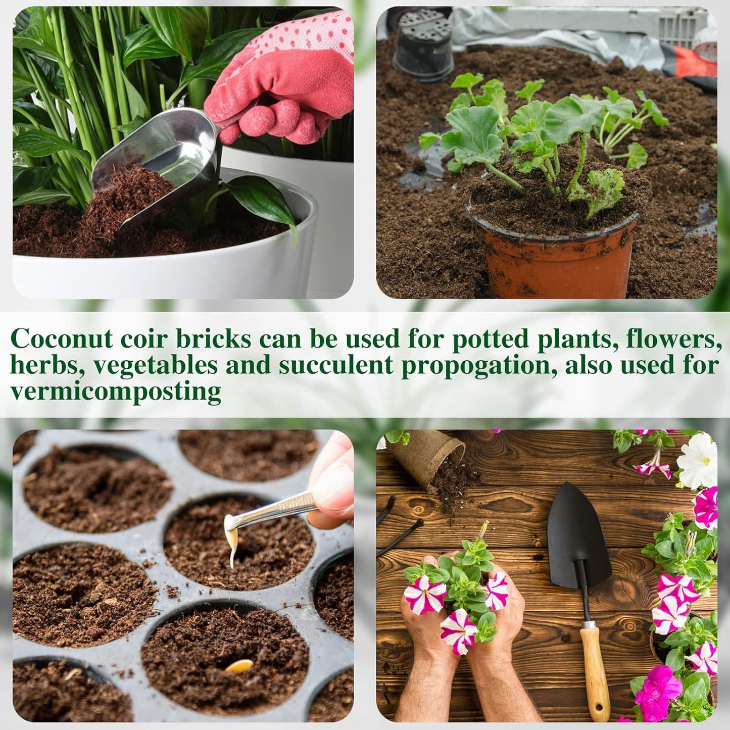 ZeeDix 9 Pack Premium Coco Coir Brick, Organic Compressed Coconut Coir Bricks Seed Starter Potting Soil for Plants, Coconut Fiber Substrate with Low EC & pH Balance for Gardening Flower Herbs