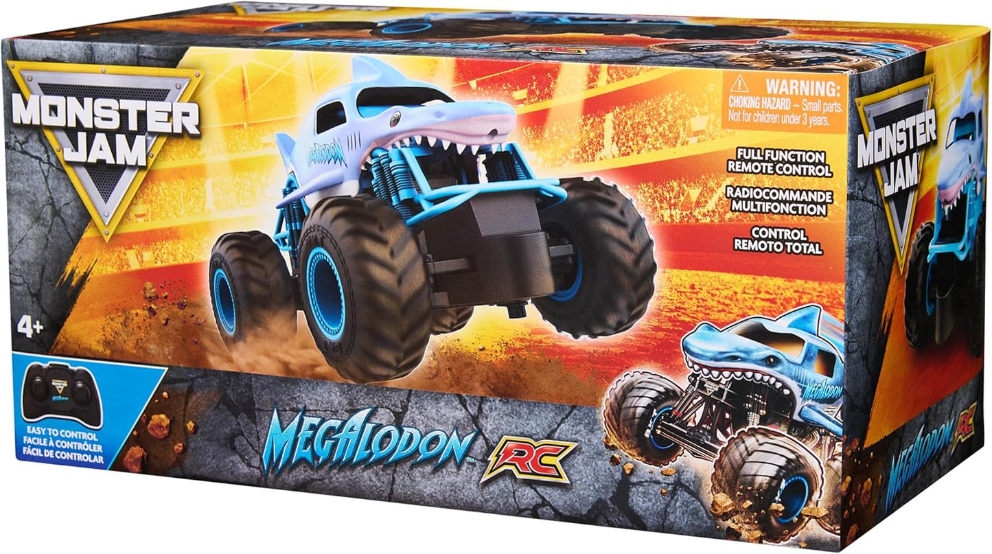 Monster Jam, Official Megalodon Remote Control Monster Truck for Boys and Girls, 1:24 Scale, 2.4 GHz, Kids Toys for Ages 4 and Up