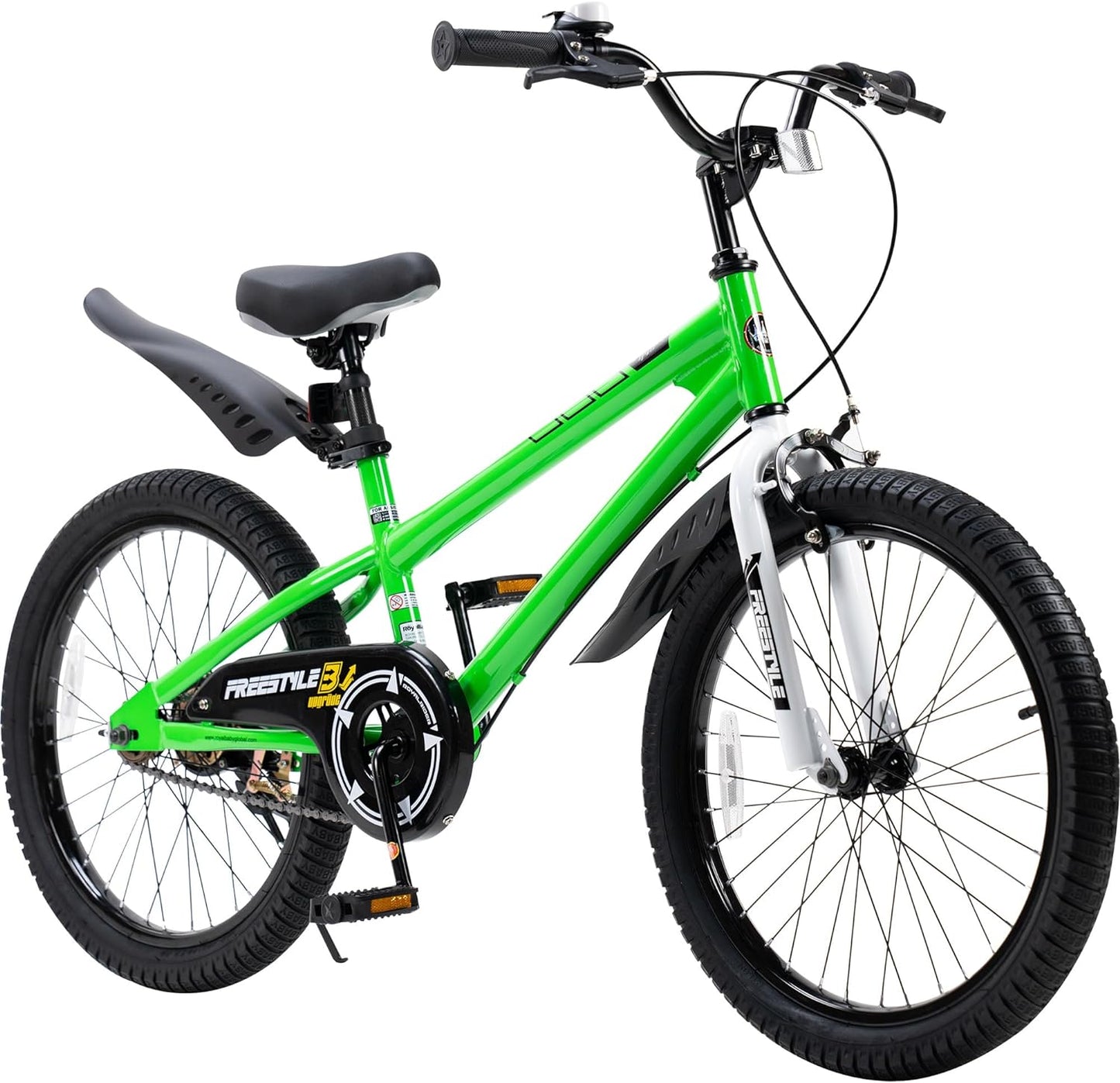 NEW - RoyalBaby Freestyle 20 Inch Kids Bike Bicycle with Kickstand, Water Bottle and Holder, and Reflectors for Boys and Girls Ages 8 and Up, Green - Retail $199