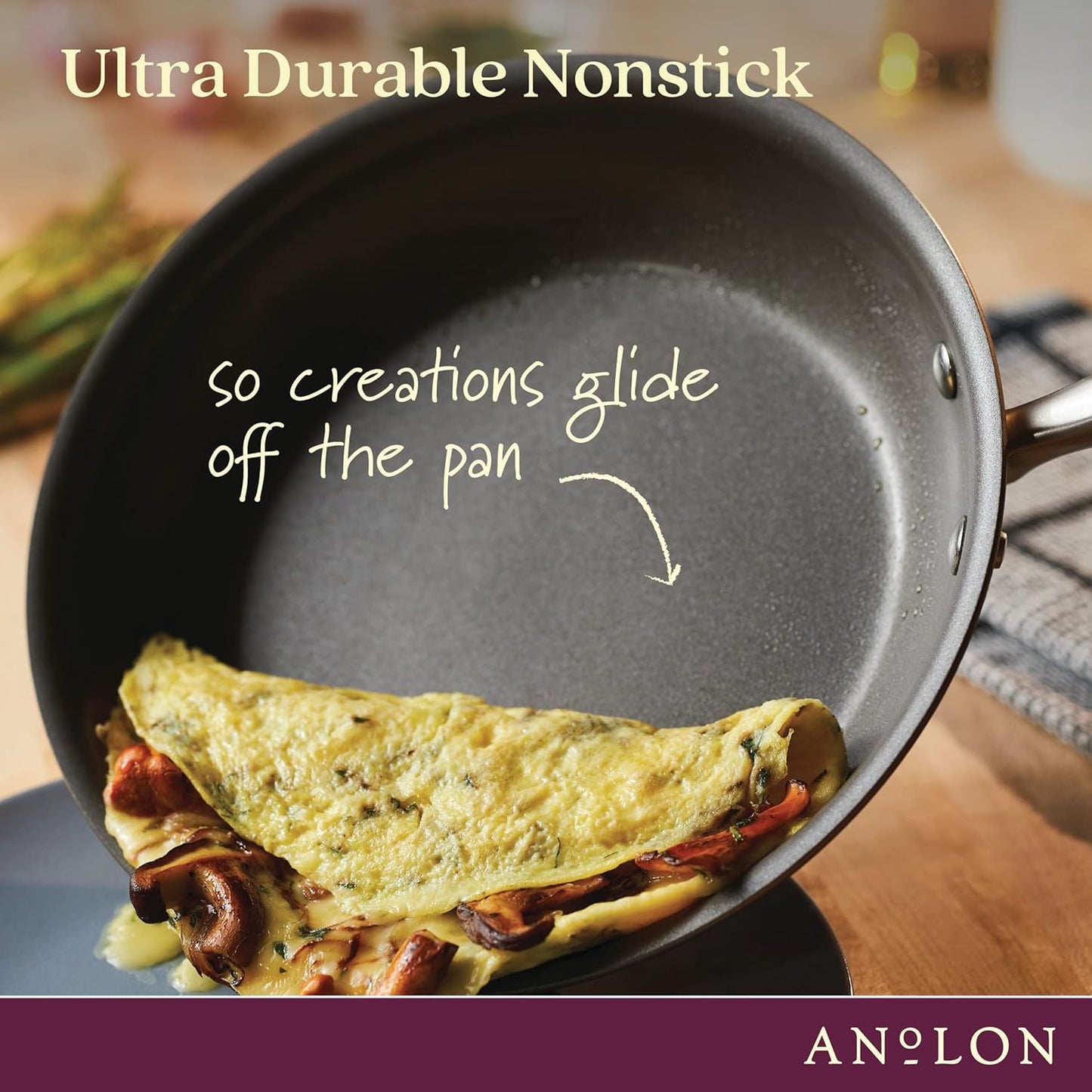 Anolon Advanced Home Hard Anodized Nonstick Crepe Pan, 9.5 Inch, Bronze