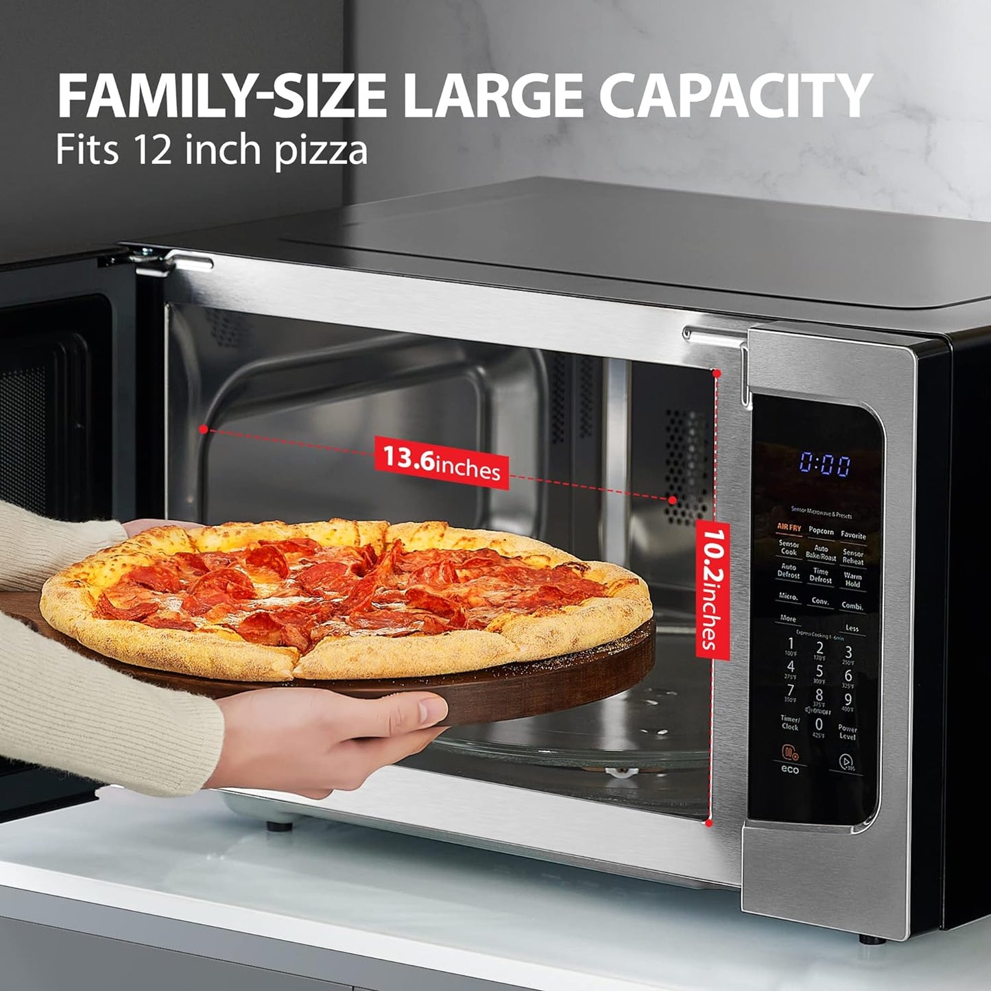 NEW - Toshiba 4-in-1 ML-EC42P(BS) Countertop Microwave Oven, Smart Sensor, Convection, Air Fryer Combo, Mute Function, Position Memory 13.6" Turntable, 1.5 Cu Ft, 1500W, Black