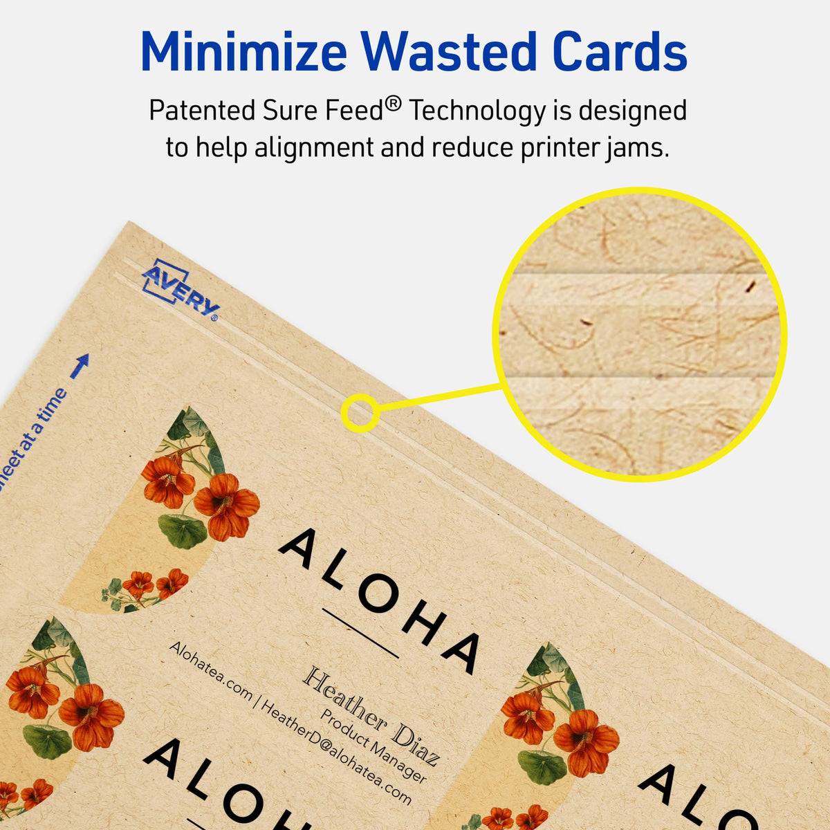 Avery Kraft Brown Business Cards with Sure Feed Technology, 2" x 3.5", Laser/Inkjet, 150 Printable Cards, Ideal for Appointments & Loyalty (28311)