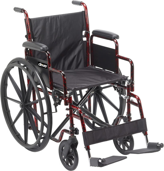 NEW - Drive Medical RTLREB18DDA-SF Rebel Lightweight Wheelchair with Swing-Away Footrest, Red - Retail $155