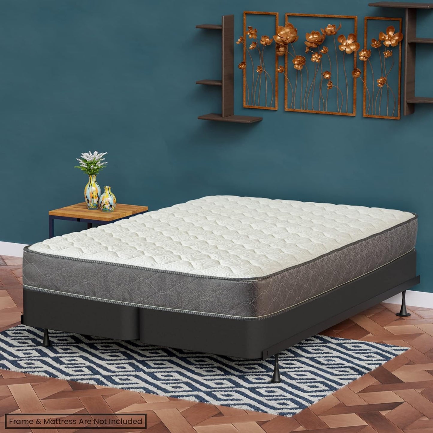 NEW - 4-Inch KING Sturdy Box Spring for Mattress Support-Durable and Fully Assembled, Natural Wood Foundation - Retail $205