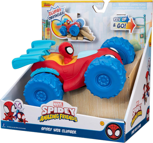Jazwares Marvel Spidey and His Amazing Friends Marvel Spidey Web Climber - 7-Inch Rev Up Motor Vehicle That Climbs Obstacles
