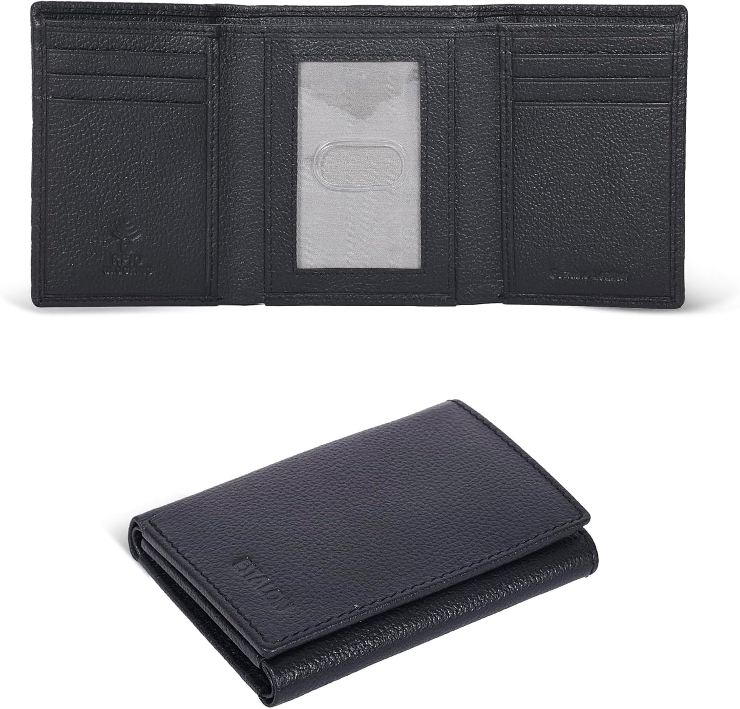 ESTALON Leather Trifold Wallet For Men - RFID Blocking - 6 Card Slots, 2 Slip Pockets & 1 Front ID Window - Minimalist Design, Slim Wallet