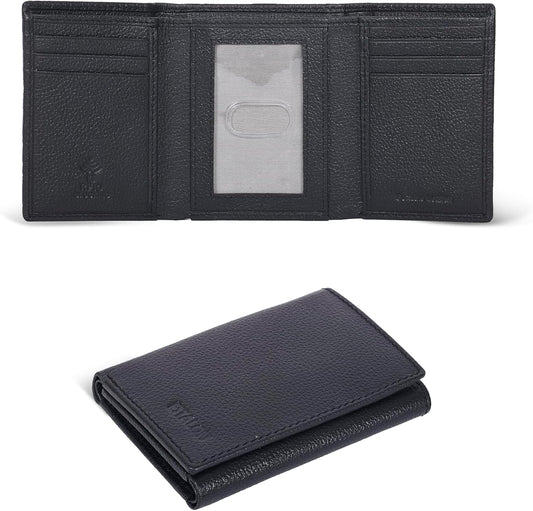 ESTALON Leather Trifold Wallet For Men - RFID Blocking - 6 Card Slots, 2 Slip Pockets & 1 Front ID Window - Minimalist Design, Slim Wallet