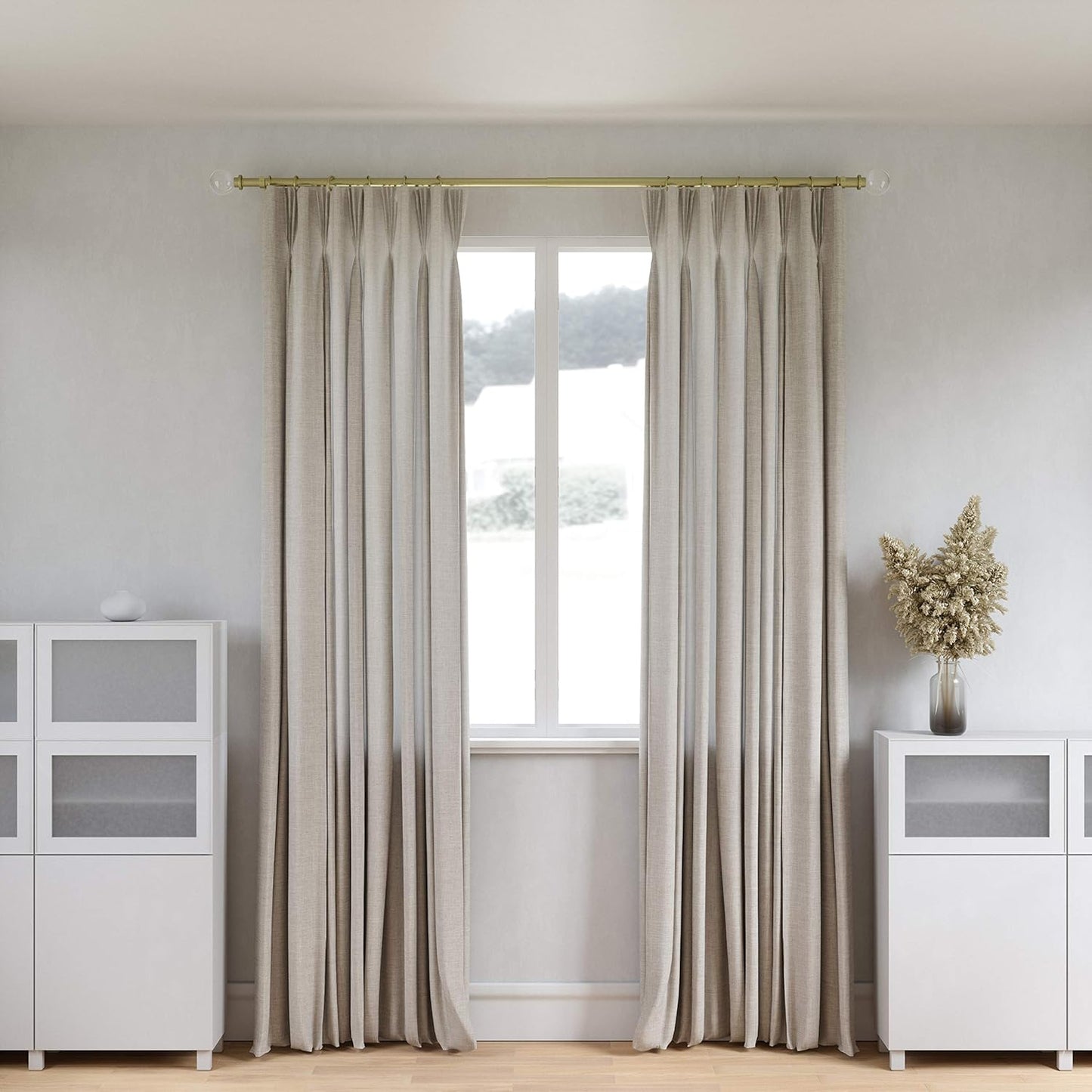 NEW - Umbra 1015129-104 Leona 1-Inch Drapery Rod, Includes 2 Matching Finials, Brackets & Hardware, 72 to 144-Inch, Brass - Retail $42