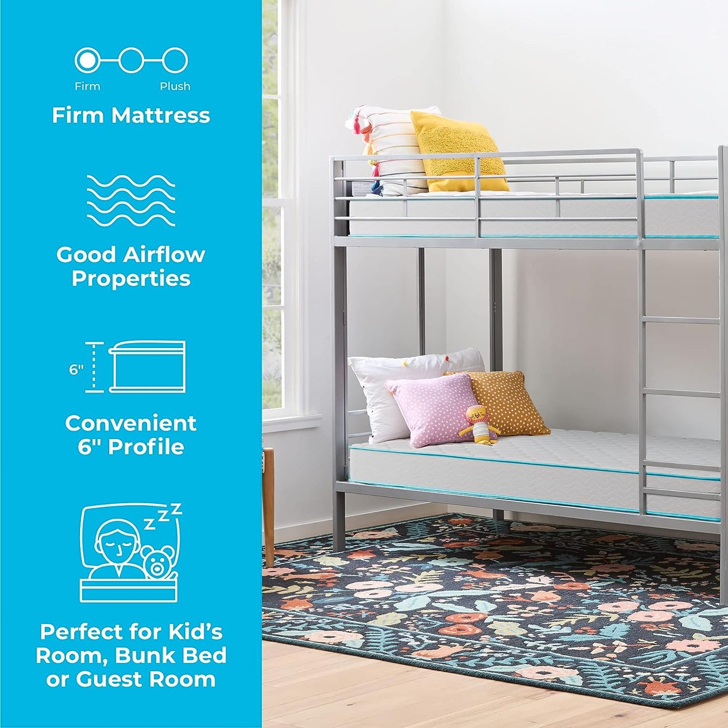 NEW - Linenspa TWIN 6 Inch Mattress - Firm Feel - Bonnell Spring with Foam Layer - Mattress in a Box - Youth or Kids Bed - Guest Bedroom - Durable and Breathable Support - Retail $99