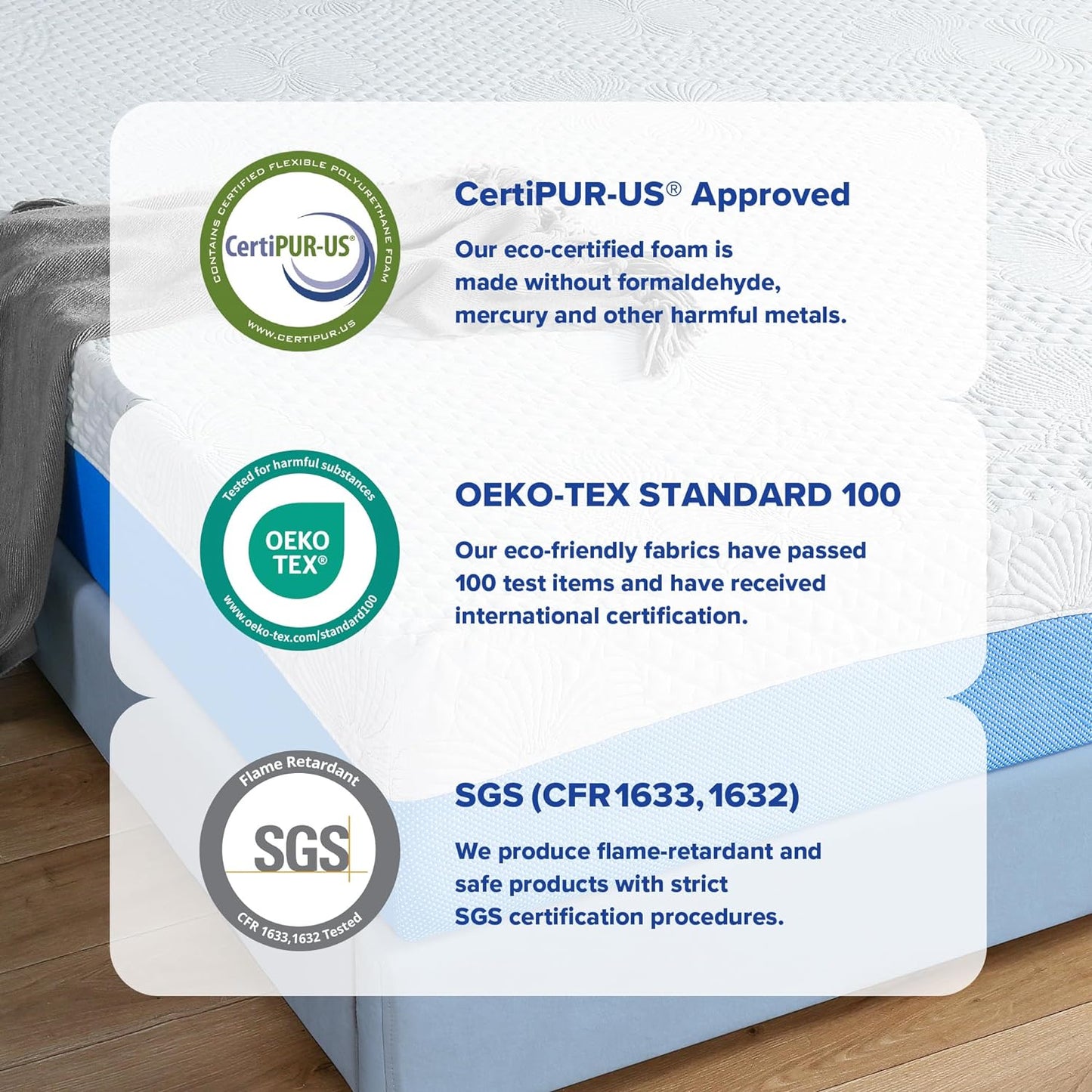 NEW - Olee Sleep 10 Inch CAL KING Gel Memory Foam Mattress, Gel Infused for Comfort and Pressure Relief, CertiPUR-US Certified, Bed-in-a-Box, Medium Firm, Blue, Cal King Size - Retail $347
