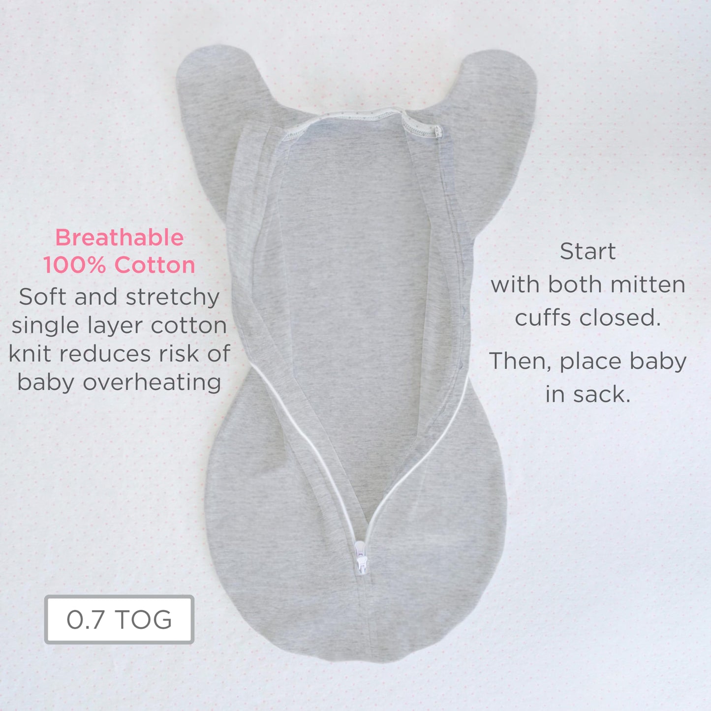 SwaddleDesigns Transitional Swaddle Sack, Arms Up Half-Length Sleeves & Mitten Cuffs, Swaddle for Newborn Transition to Baby Sleep Sack Wearable Blanket, 6-9 Month, 21-24 lb, Gray with Striped Trim