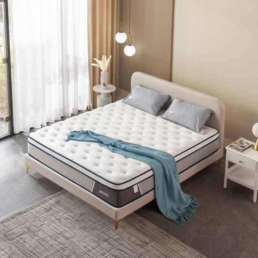 NEW - Rimensy 10 Inch QUEEN Hybrid Mattress in a Box,Gel Memory Foam and Individually Wrapped Pocket Coils Innerspring Mattress for Motion Isolation,Medium Firm,Queen Size Mattress - Retail $242