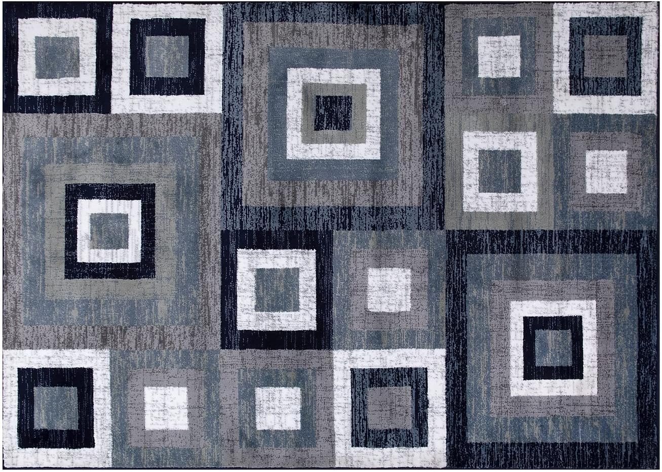 NEW - Flash  Furniture  8ft x 10ft Gideon Collection Abstract Area Rug - Blue, Grey, and White Olefin Facing - Cotton Backing - Living Room or Bedroom - Retail $174