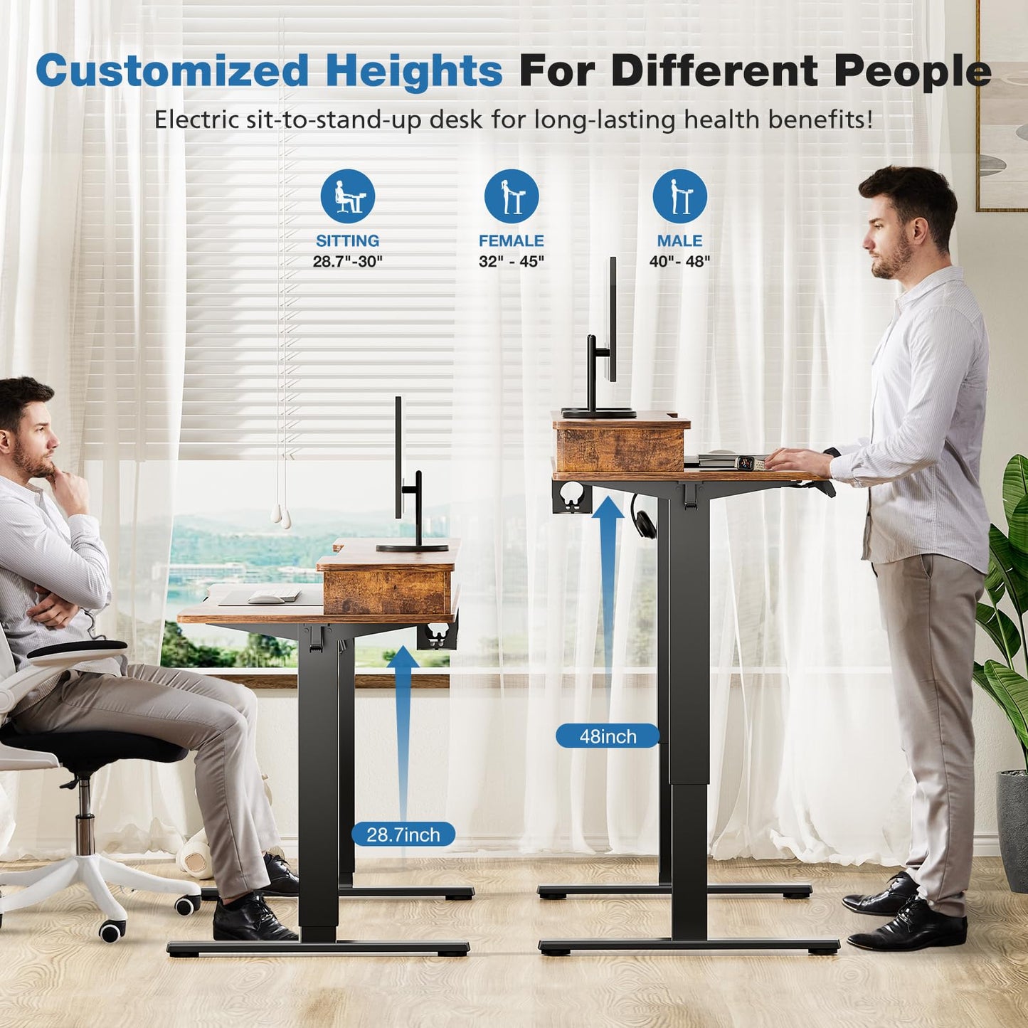 NEW - DUMOS 48 Inch Adjustable Height Computer Workstation