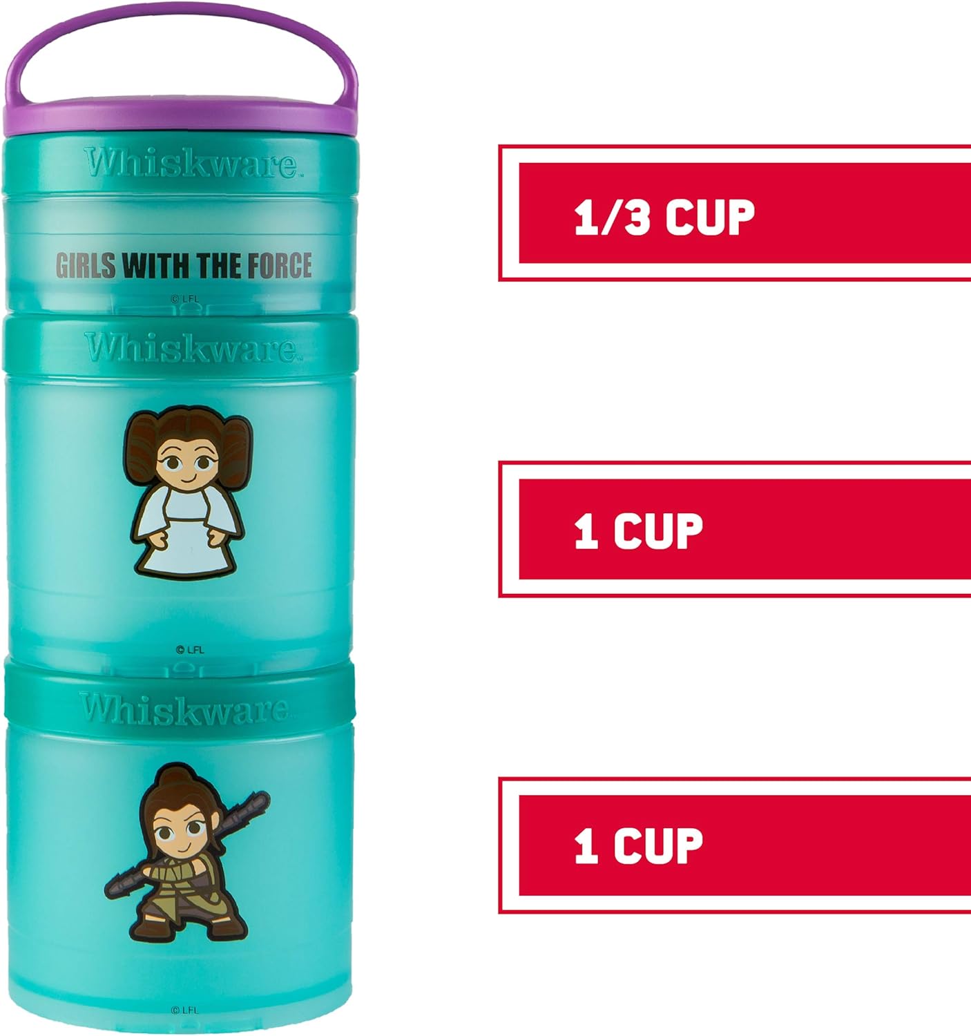 Whiskware Star Wars Stackable Snack Containers for Kids and Toddlers, 3 Stackable Snack Cups for School and Travel, Luke Skywalker and Darth Vader (Pack of 1) - Retail $14