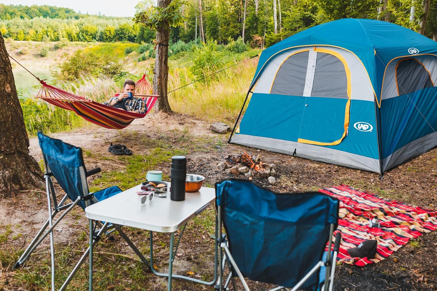 NEW - UNP Tents 6 Person Waterproof Windproof Easy Setup,Double Layer Family Camping Tent with 1 Mesh Door & 5 Large Mesh Windows -10'X9'X78in(H)