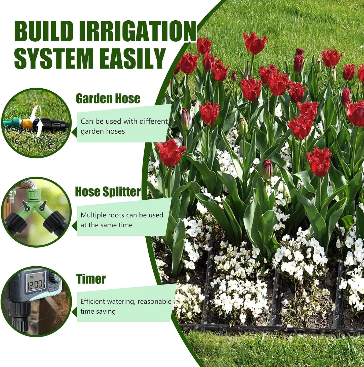 Flat Soaker Hose 50ft, Heavy Duty Double Layer Design, Drip Irrigation Hose Saves 80% Water, Leak Proof Sprinkler Hose For Garden, Lawn, Flower Bed, Vegetable Field