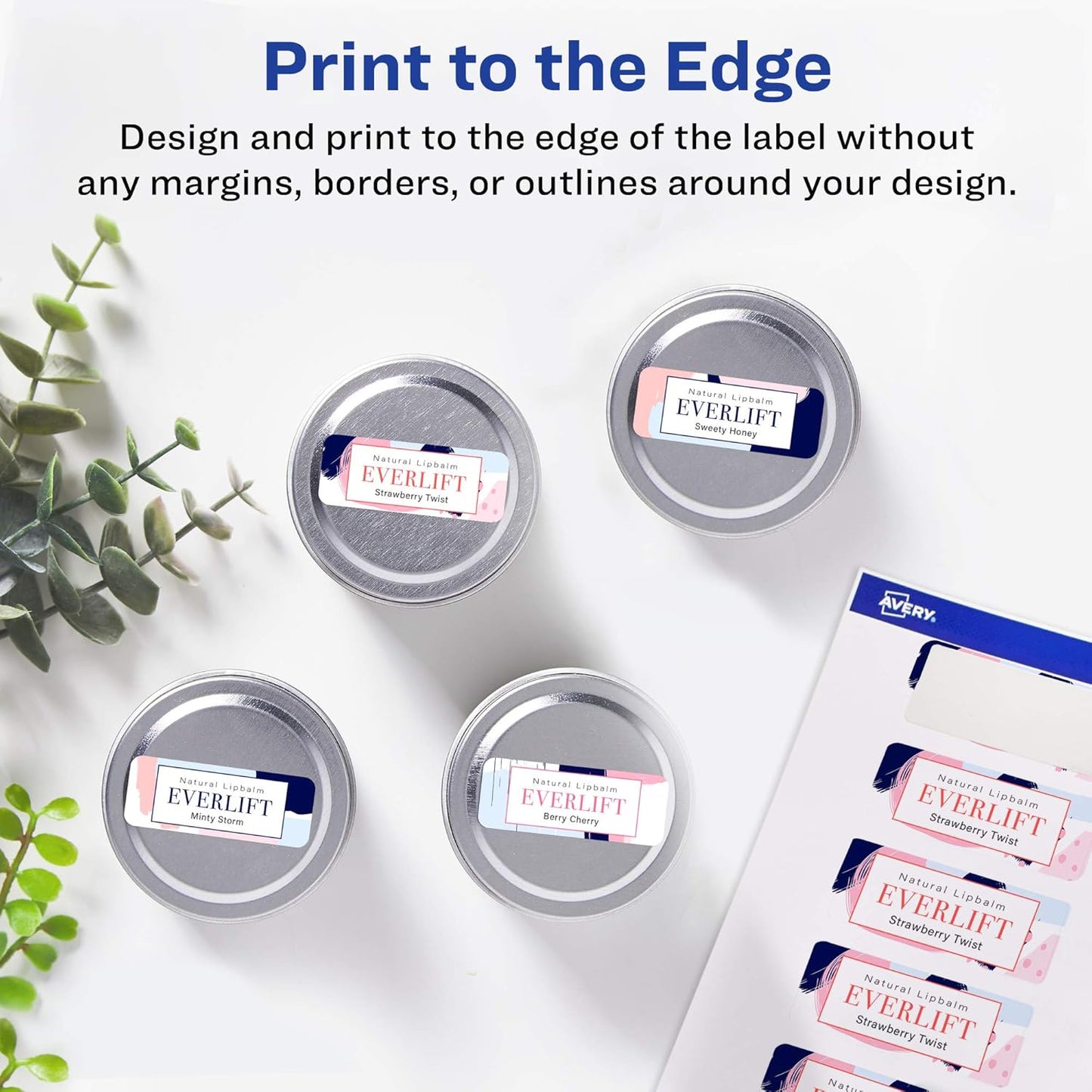 Avery Matte White Rectangle Labels, Sure Feed Technology, 1-1/4" x 2-3/8", 450 Matte White Printable Labels