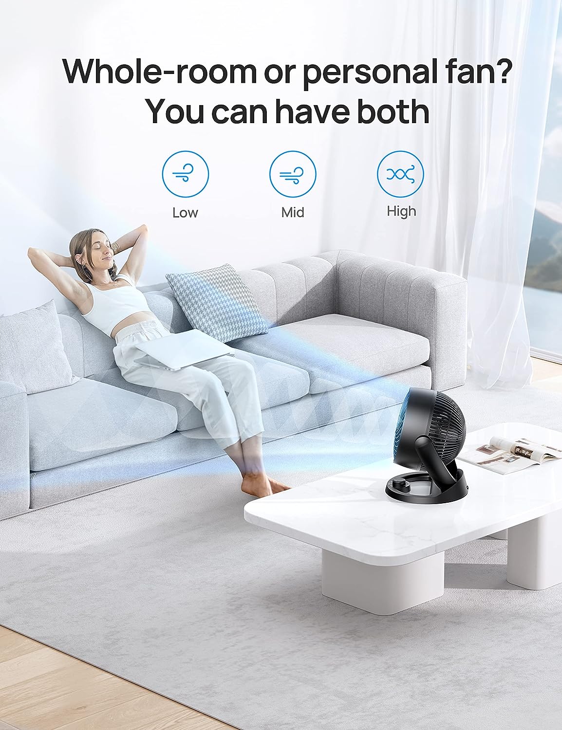 NEW - Dreo Fans for Home Bedroom, Table Air Circulator Fan for Whole Room, 9 Inch, 70ft Strong Airflow, 120Â° adjustable tilt, 28db Low Noise, Quiet, 3 Speeds, 2023 New Desk Fan for Office, Kitchen, Home - Retail $39