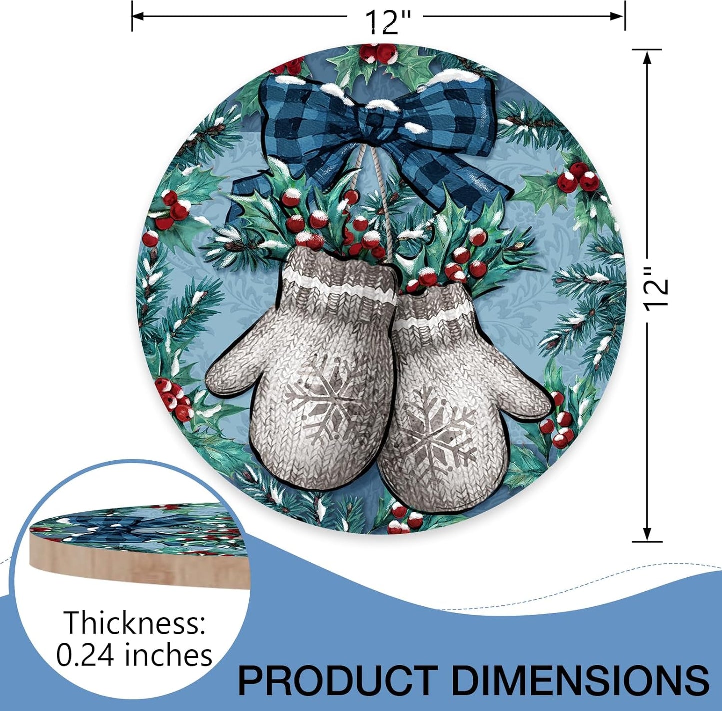 Deroro Winter Mitten Blue Front Door Sign