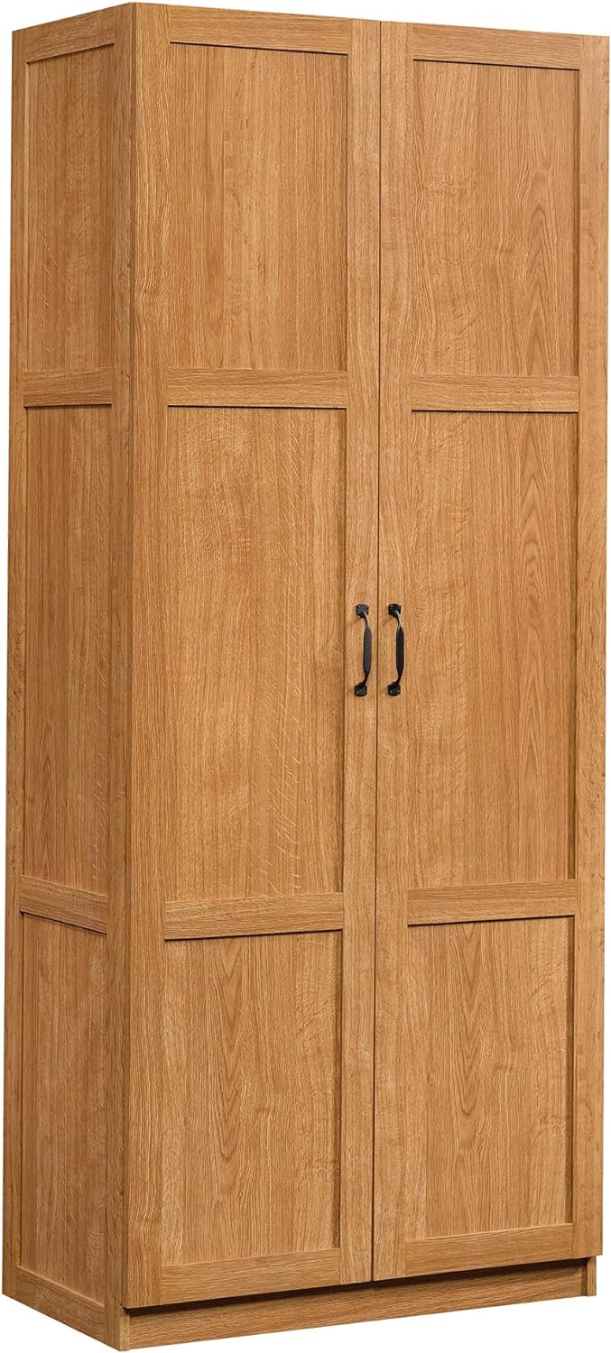 NEW - Sauder Miscellaneous Storage Pantry cabinets, L: 29.61" x W: 16.10" x H: 71.10", Highland Oak finish - Retail $188