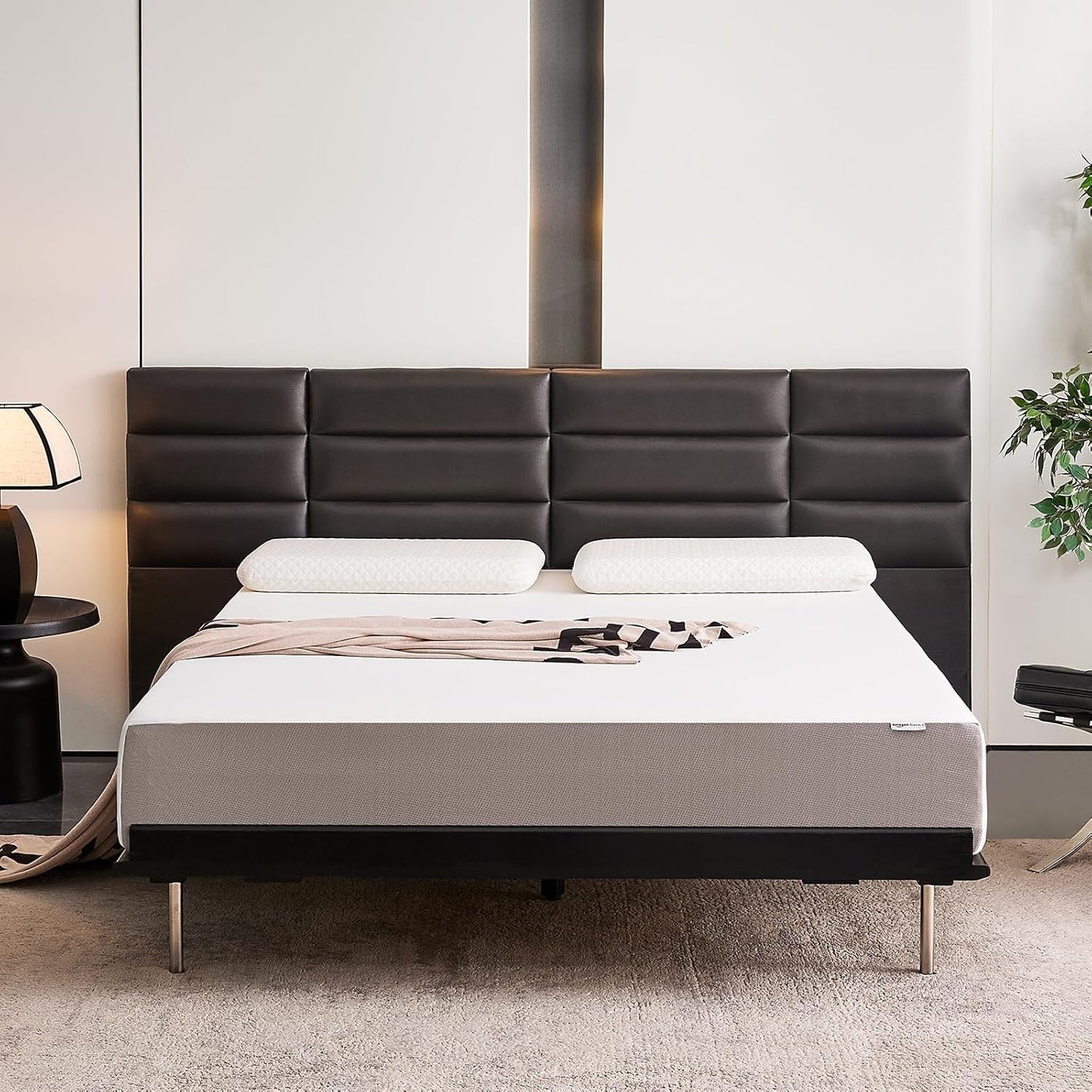 NEW - Amazon Basics QUEEN 10 Inch Memory Foam Mattress, Soft Plush Feel, 10 Inch, Queen, White/Grey - Retail $285